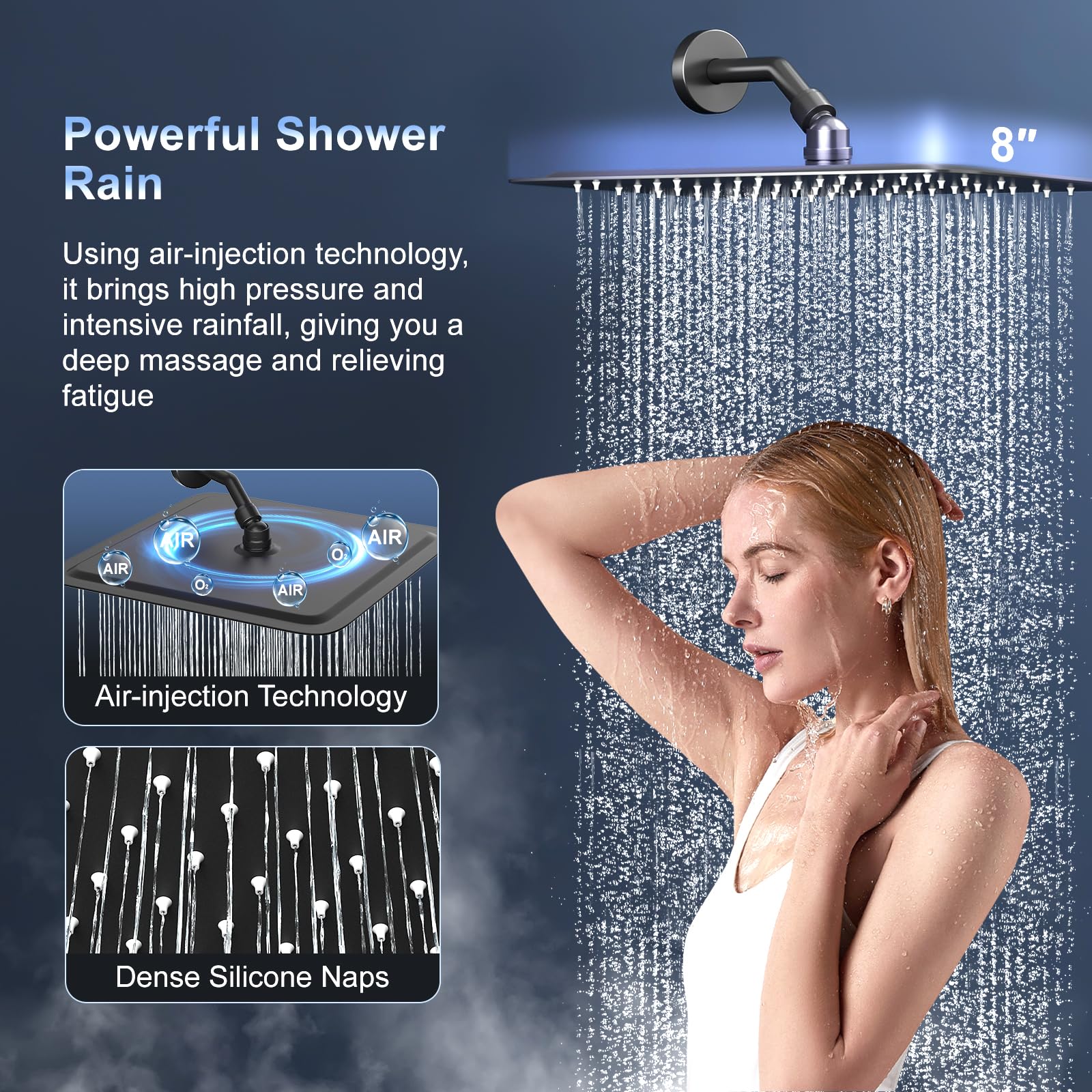 8-Inch Square Shower Faucet System