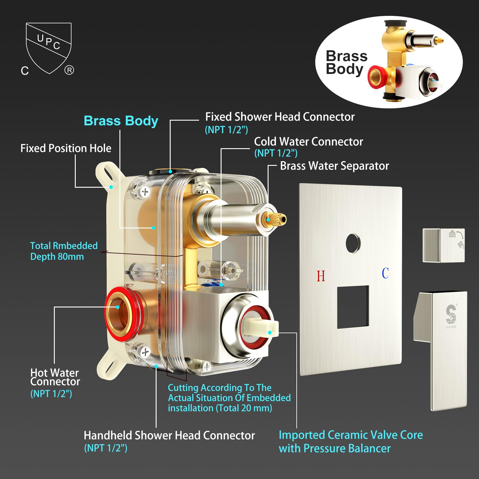 8-Inch Square Shower Faucet System