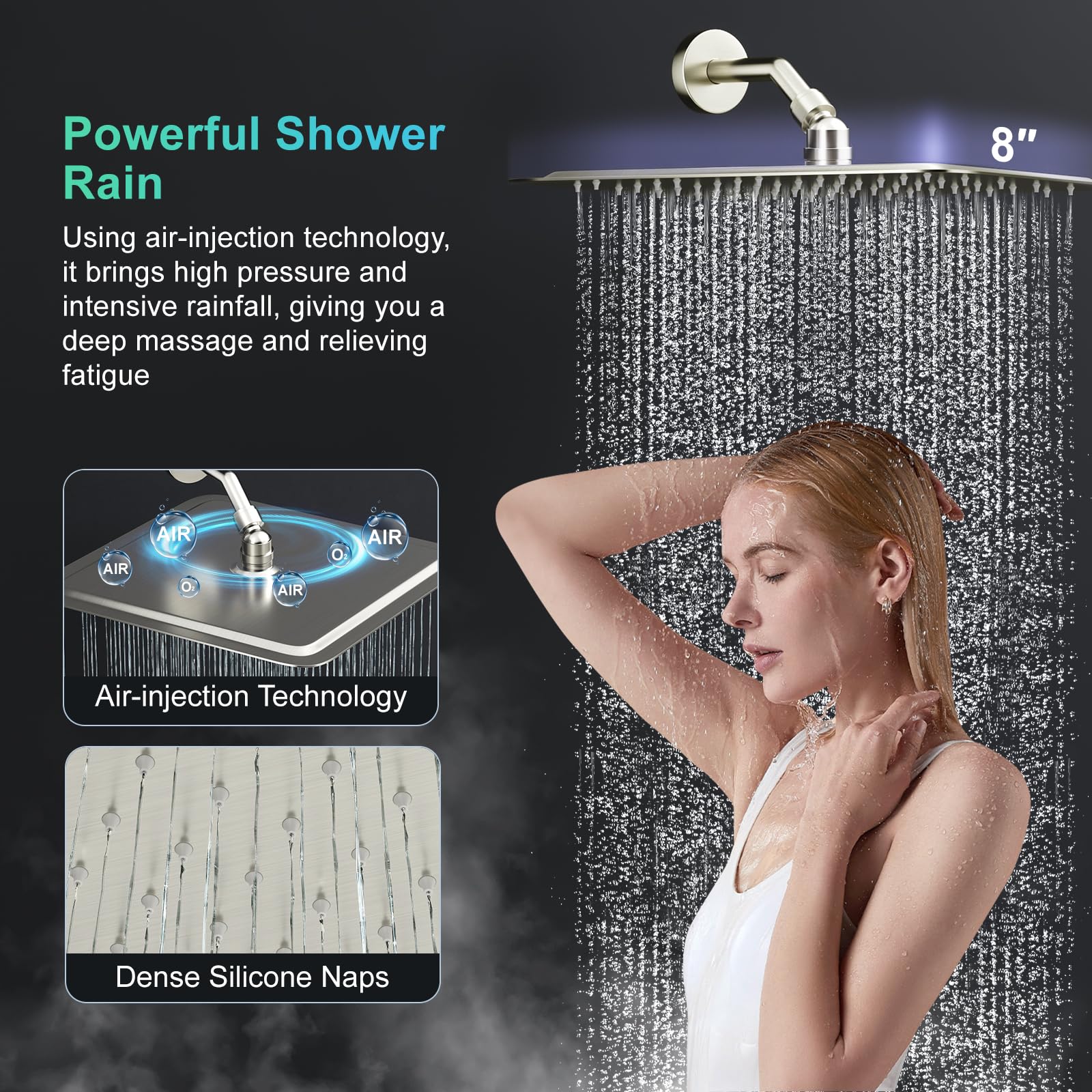 8-Inch Square Shower Faucet System