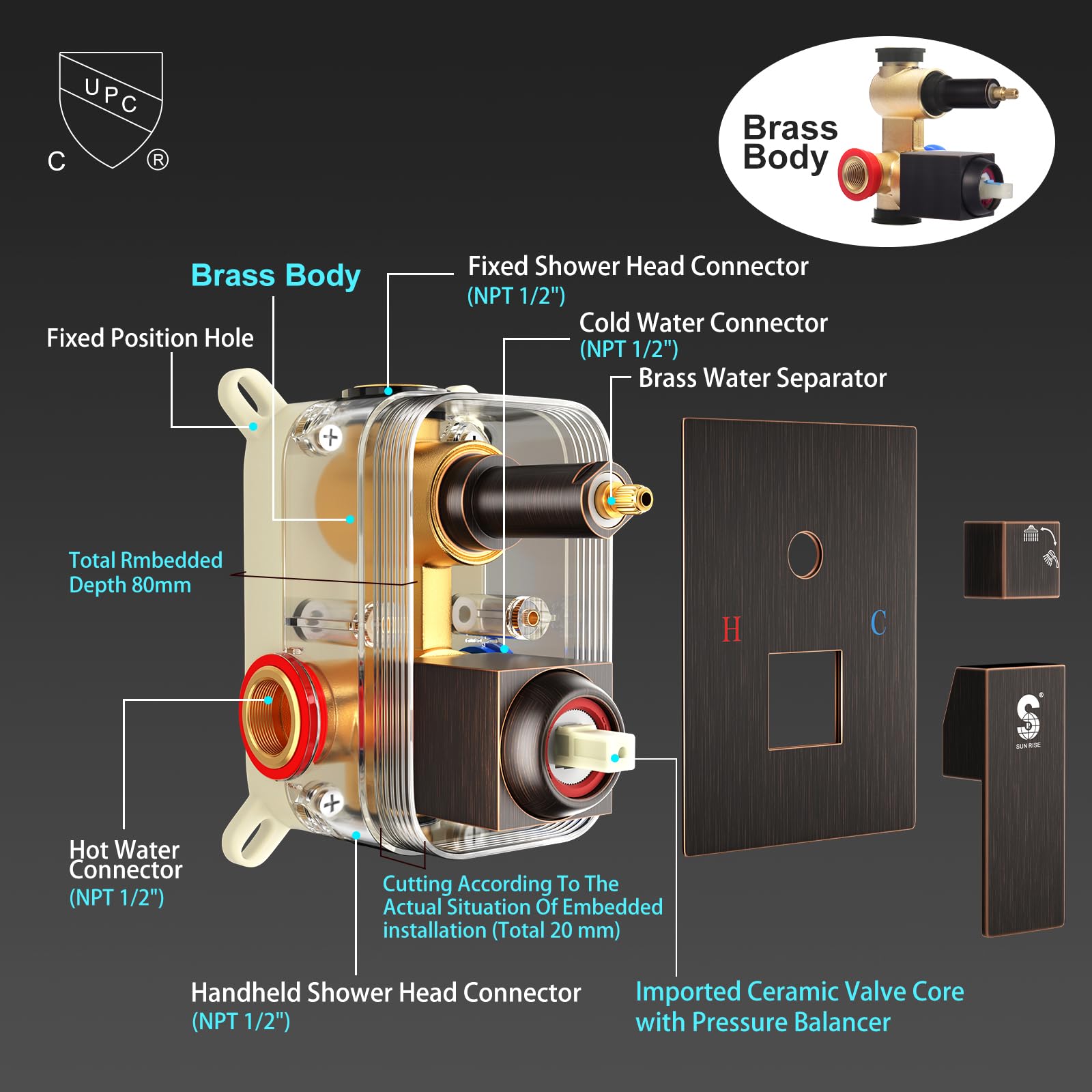 8-Inch Square Shower Faucet System