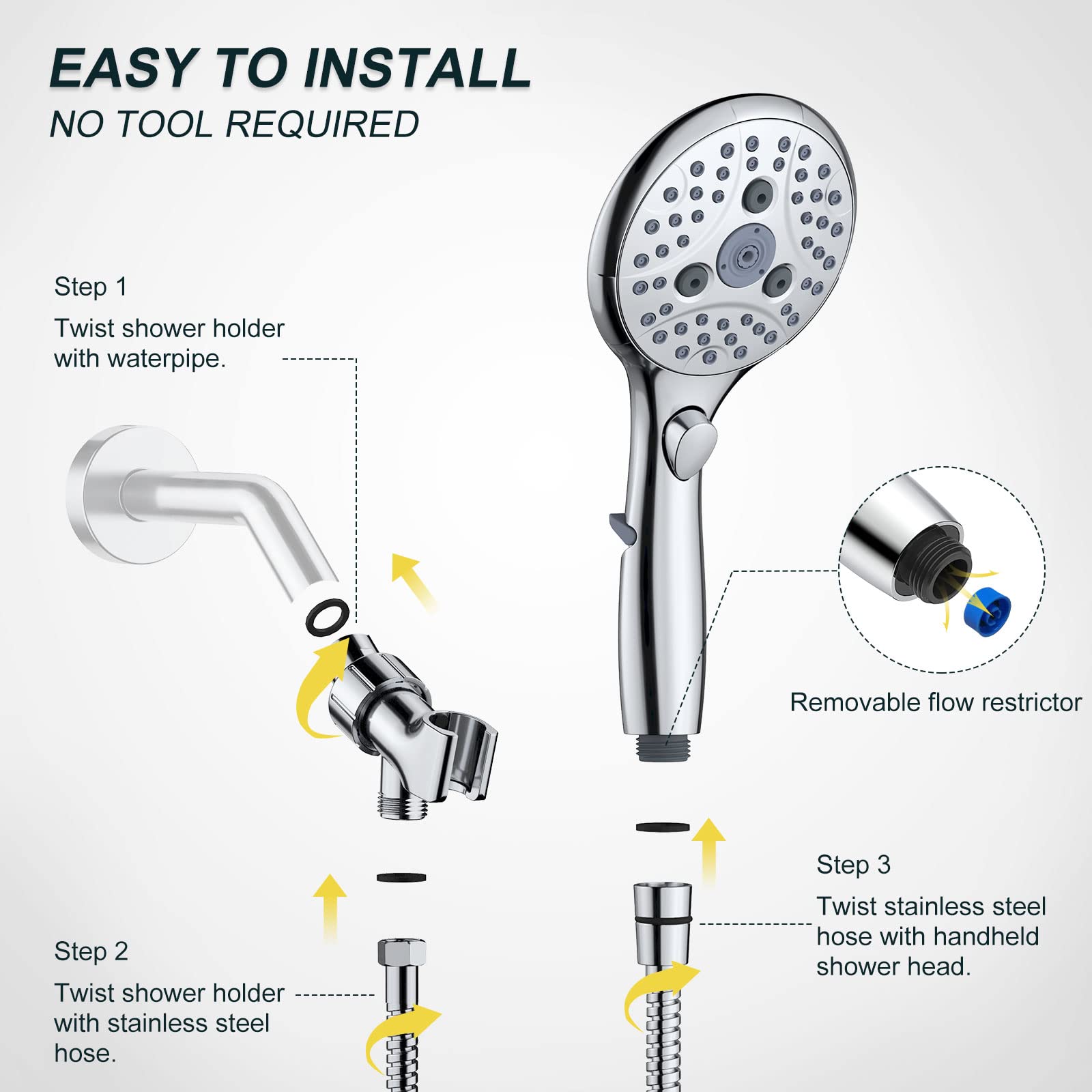 7-Setting Handheld Shower with Pause Switch