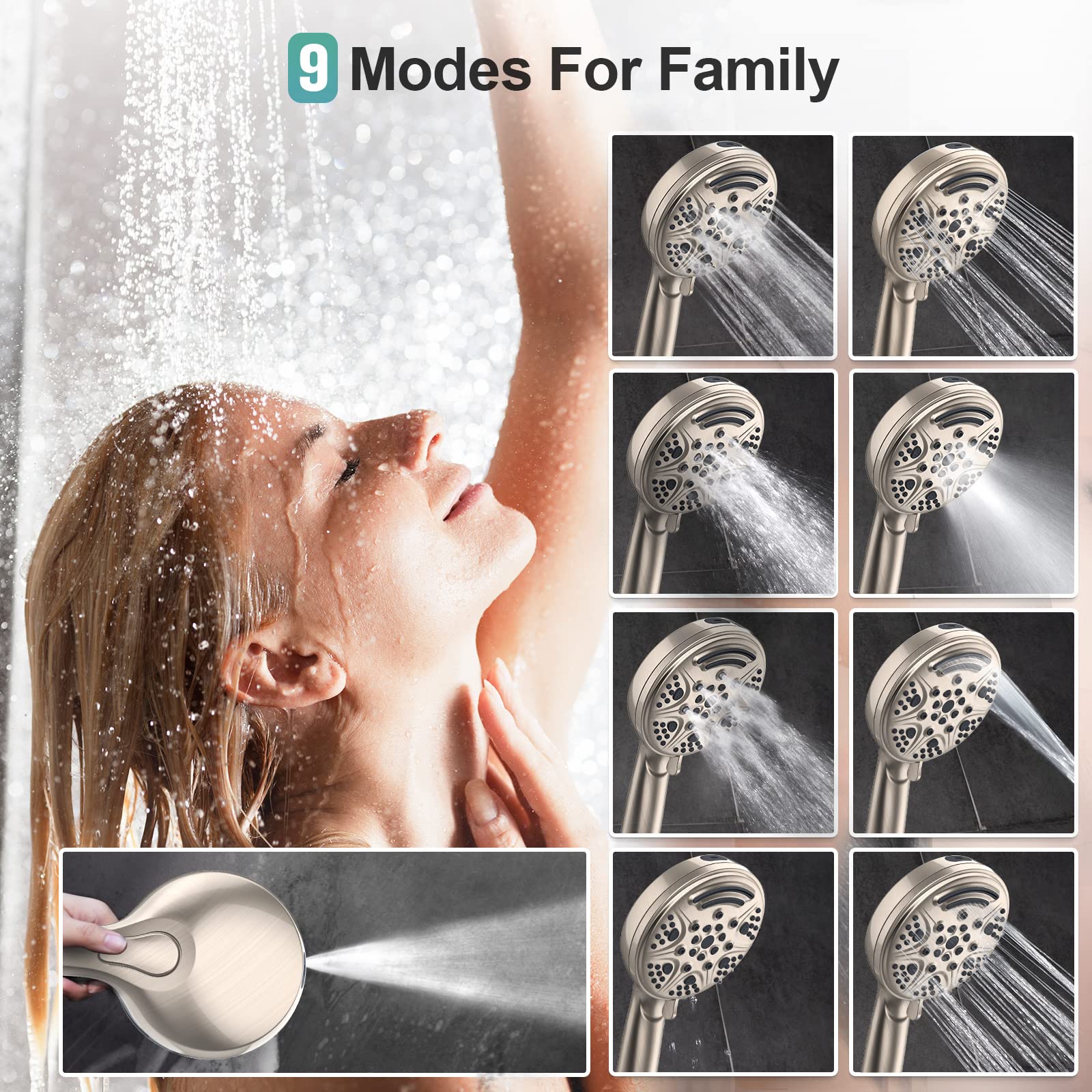 High-Pressure Handheld Shower with Adjustable Bracket