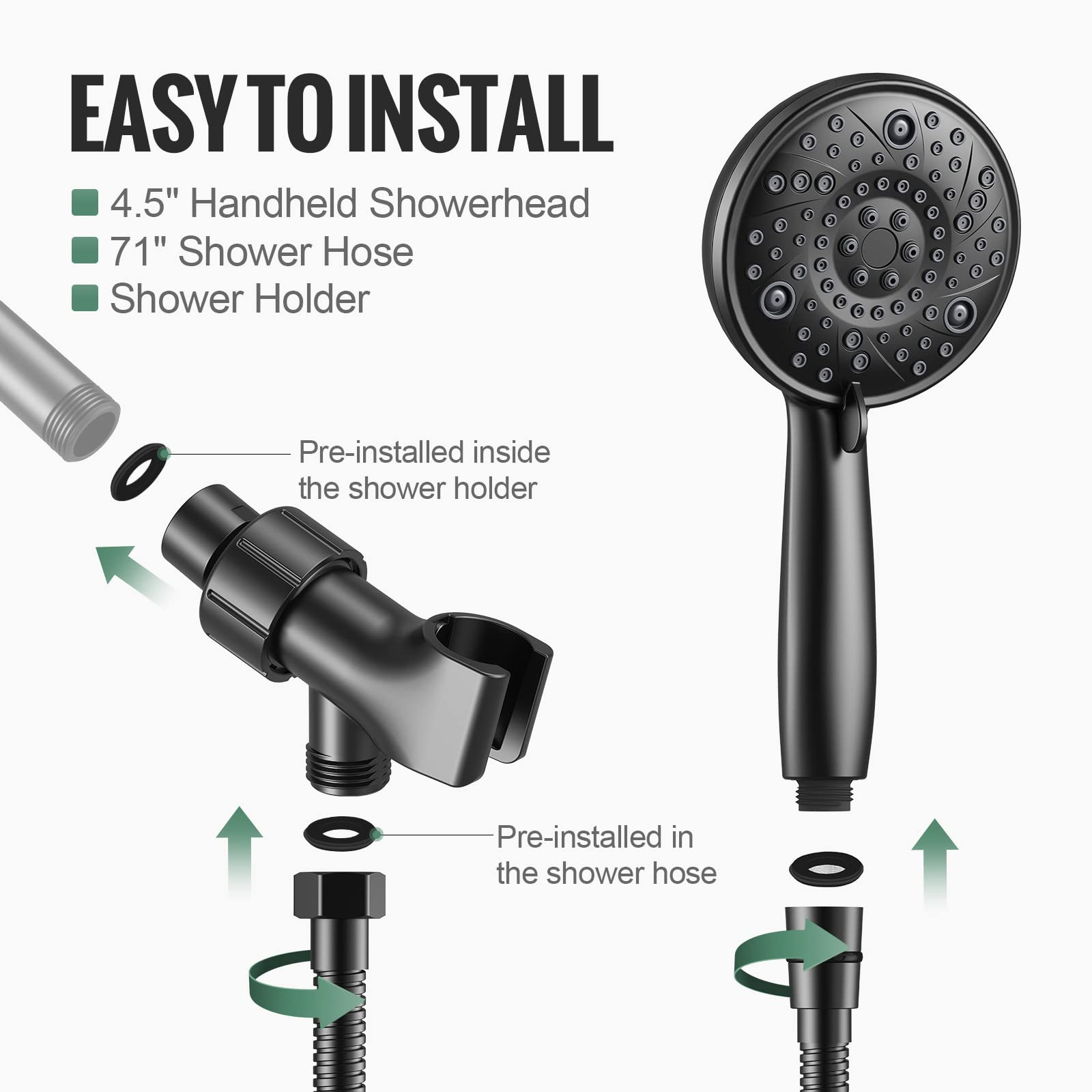 Handheld Shower System with Adjustable Bracket