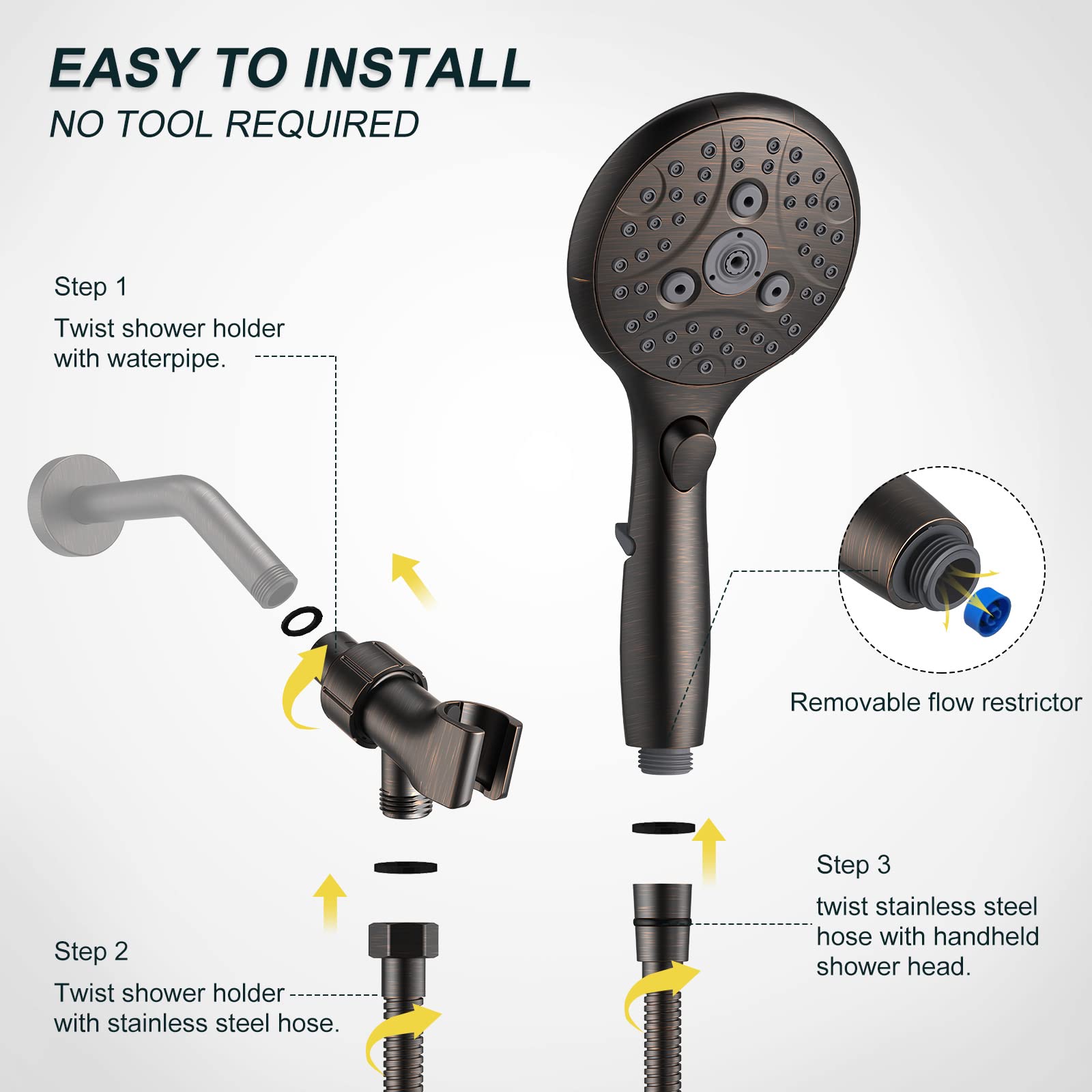 7-Setting Handheld Shower with Pause Switch