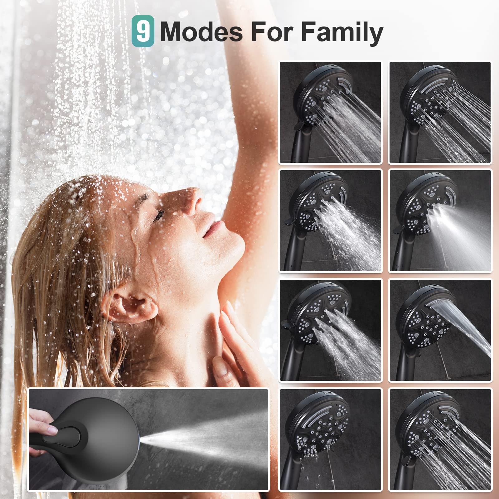 High-Pressure Handheld Shower with Adjustable Bracket