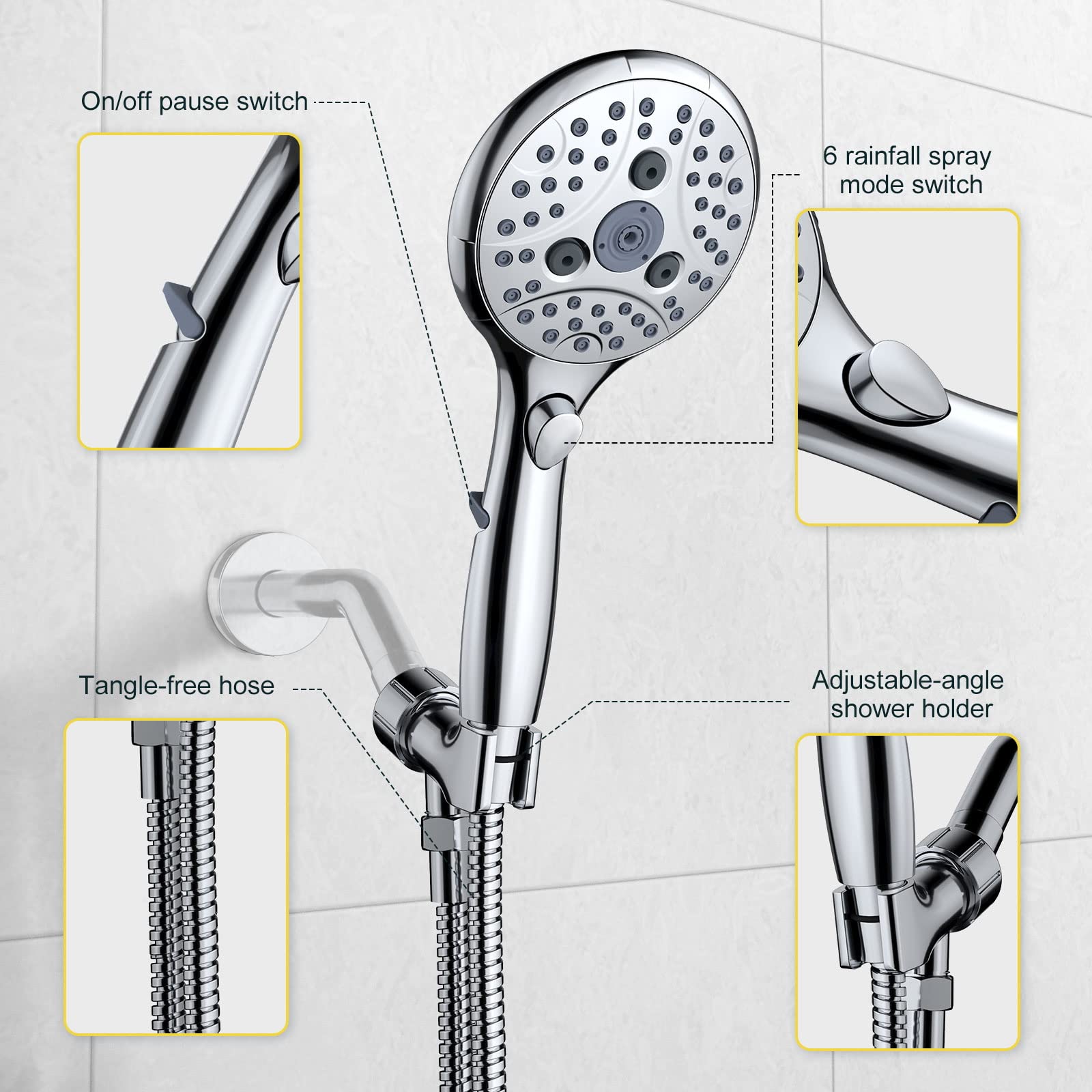 7-Setting Handheld Shower with Pause Switch