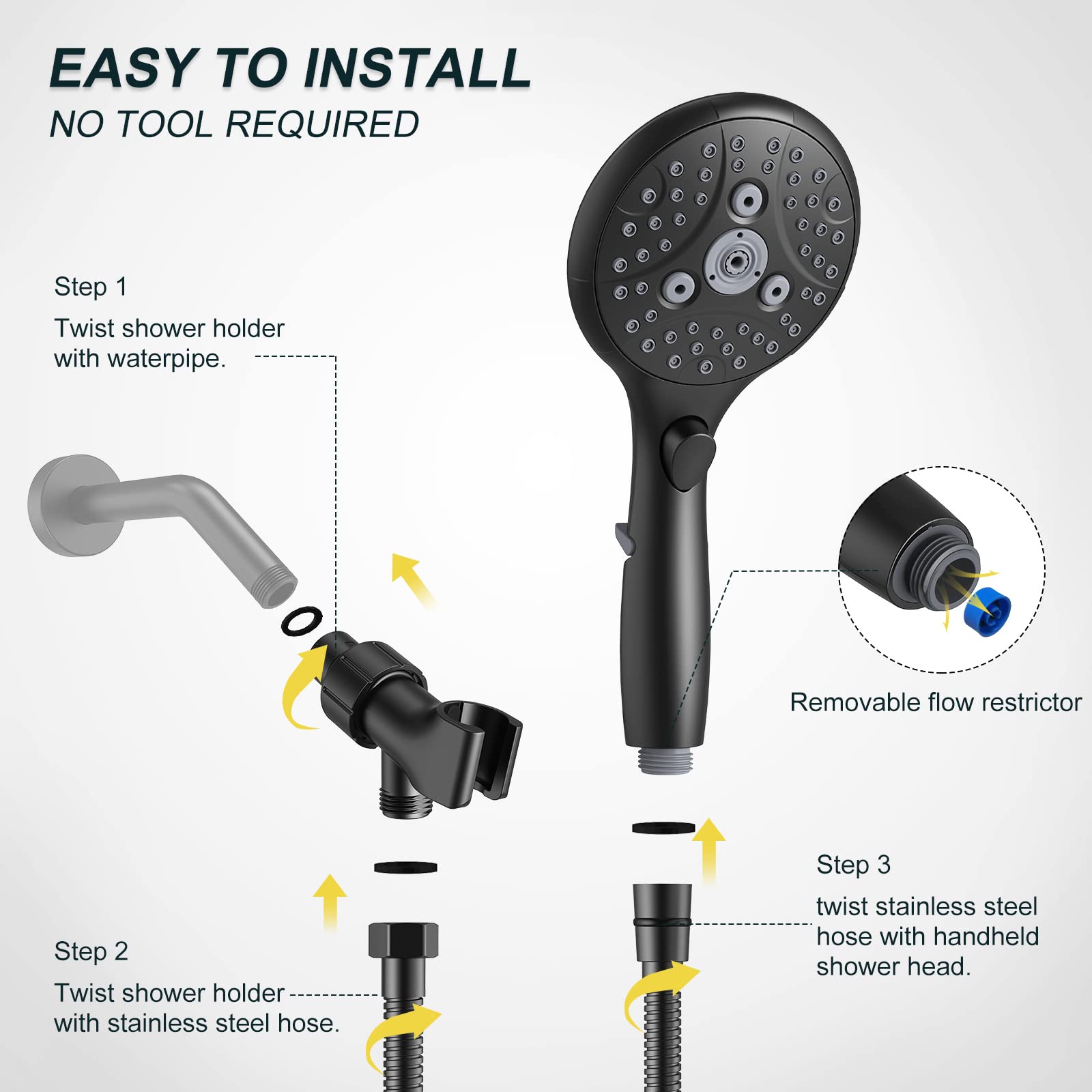 7-Setting Handheld Shower with Pause Switch