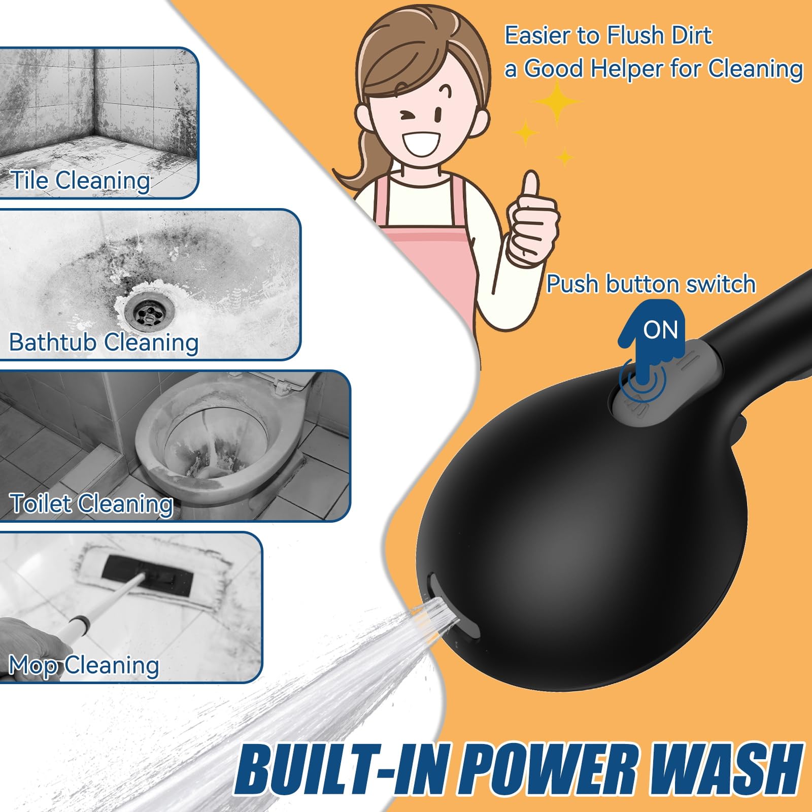 9-Mode High Pressure Handheld Shower with Pause Switch
