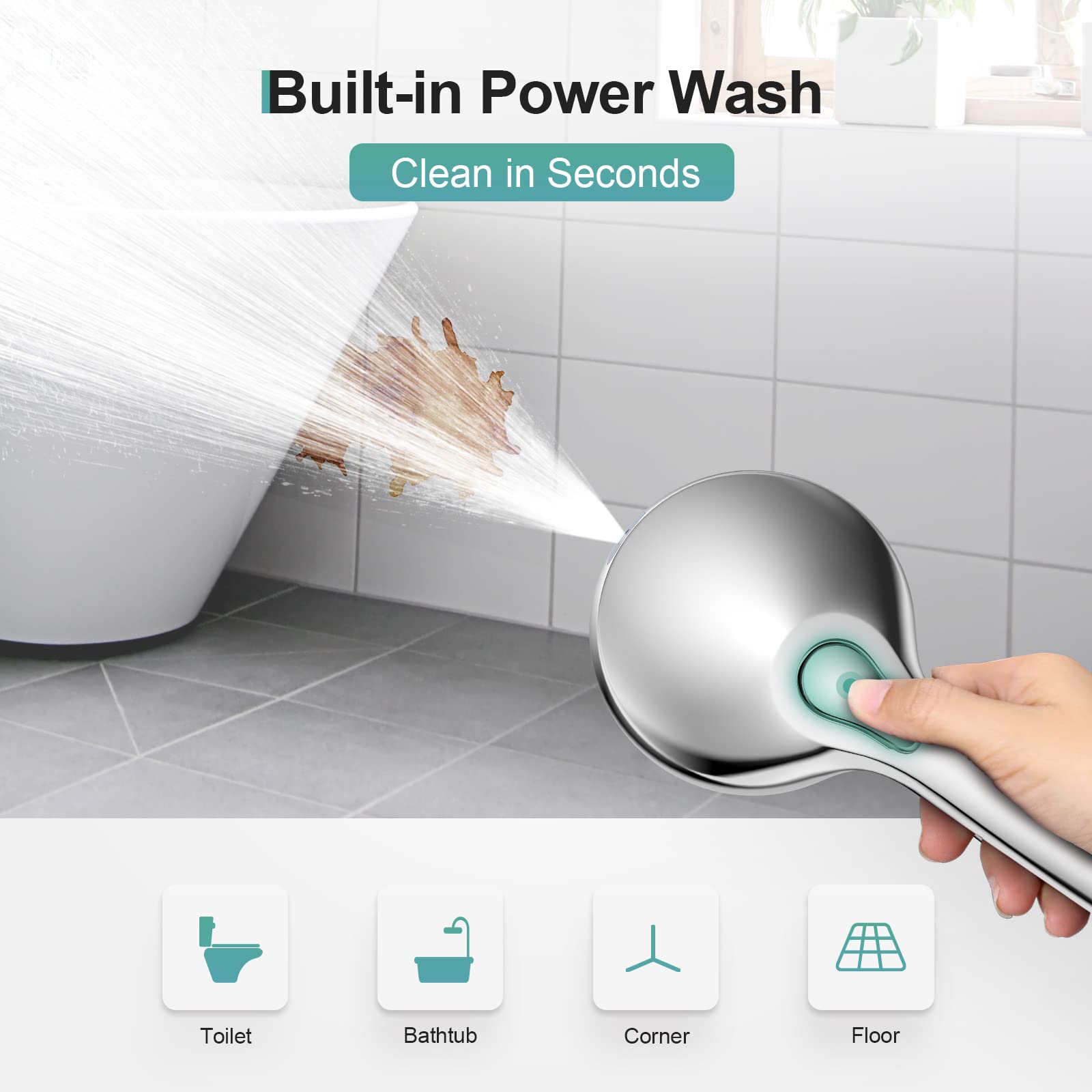 High-Pressure Handheld Shower with Adjustable Bracket