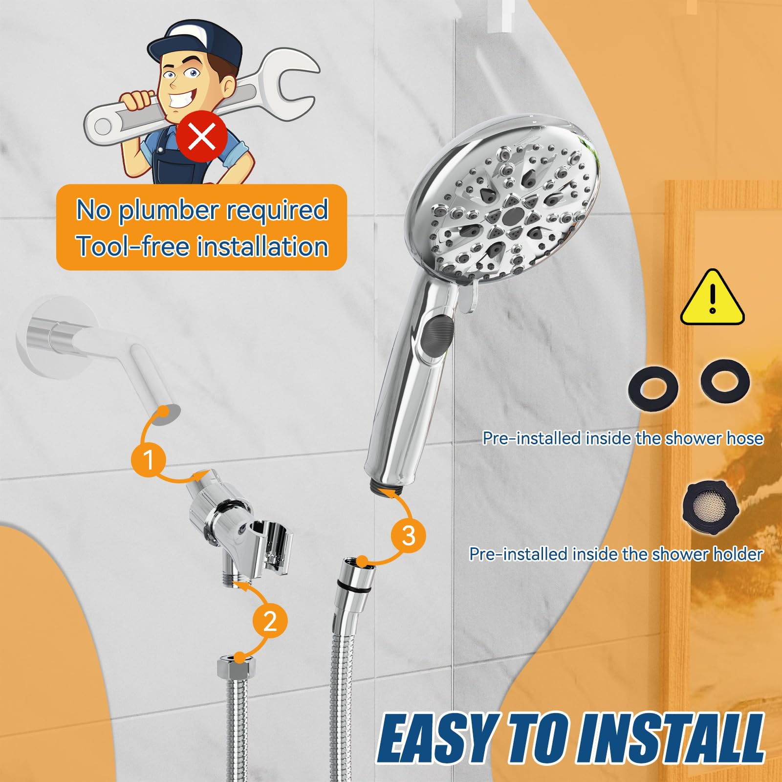 9-Mode High Pressure Handheld Shower with Pause Switch