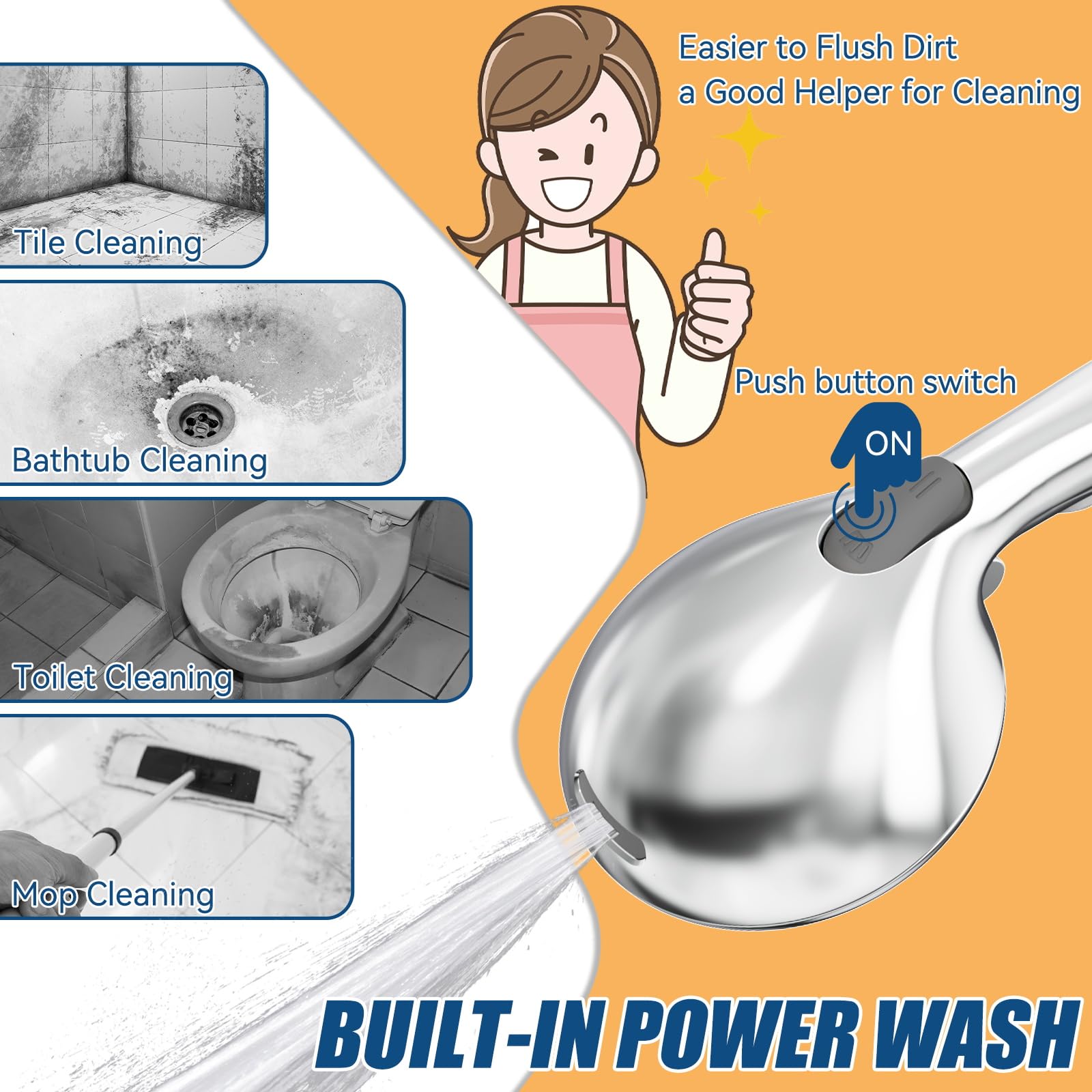 9-Mode High Pressure Handheld Shower with Pause Switch