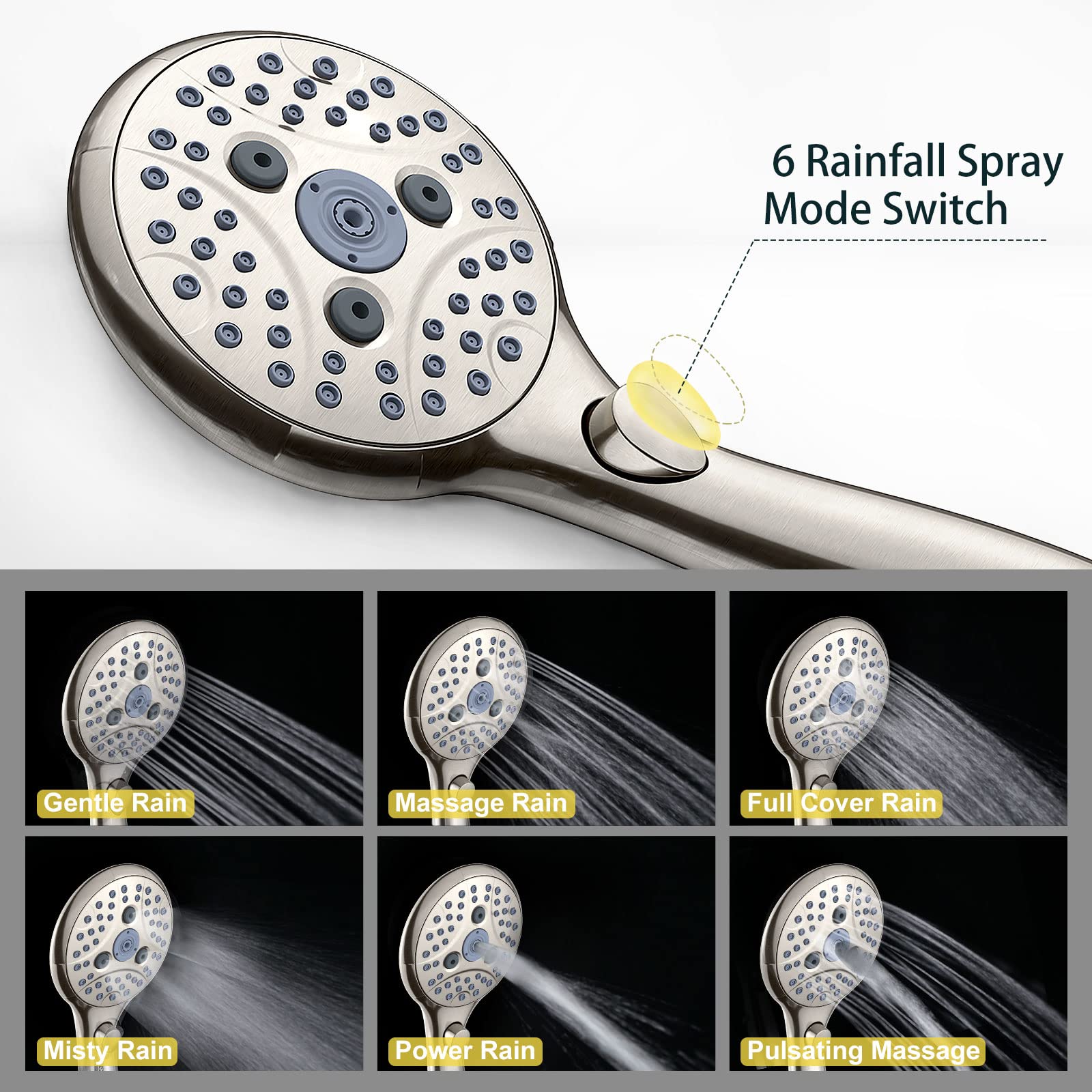 7-Setting Handheld Shower with Pause Switch