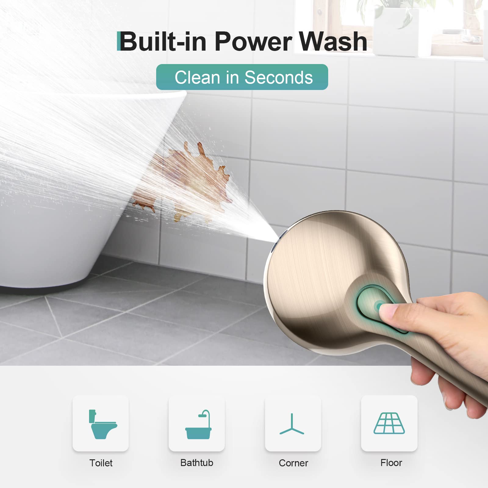 High-Pressure Handheld Shower with Adjustable Bracket