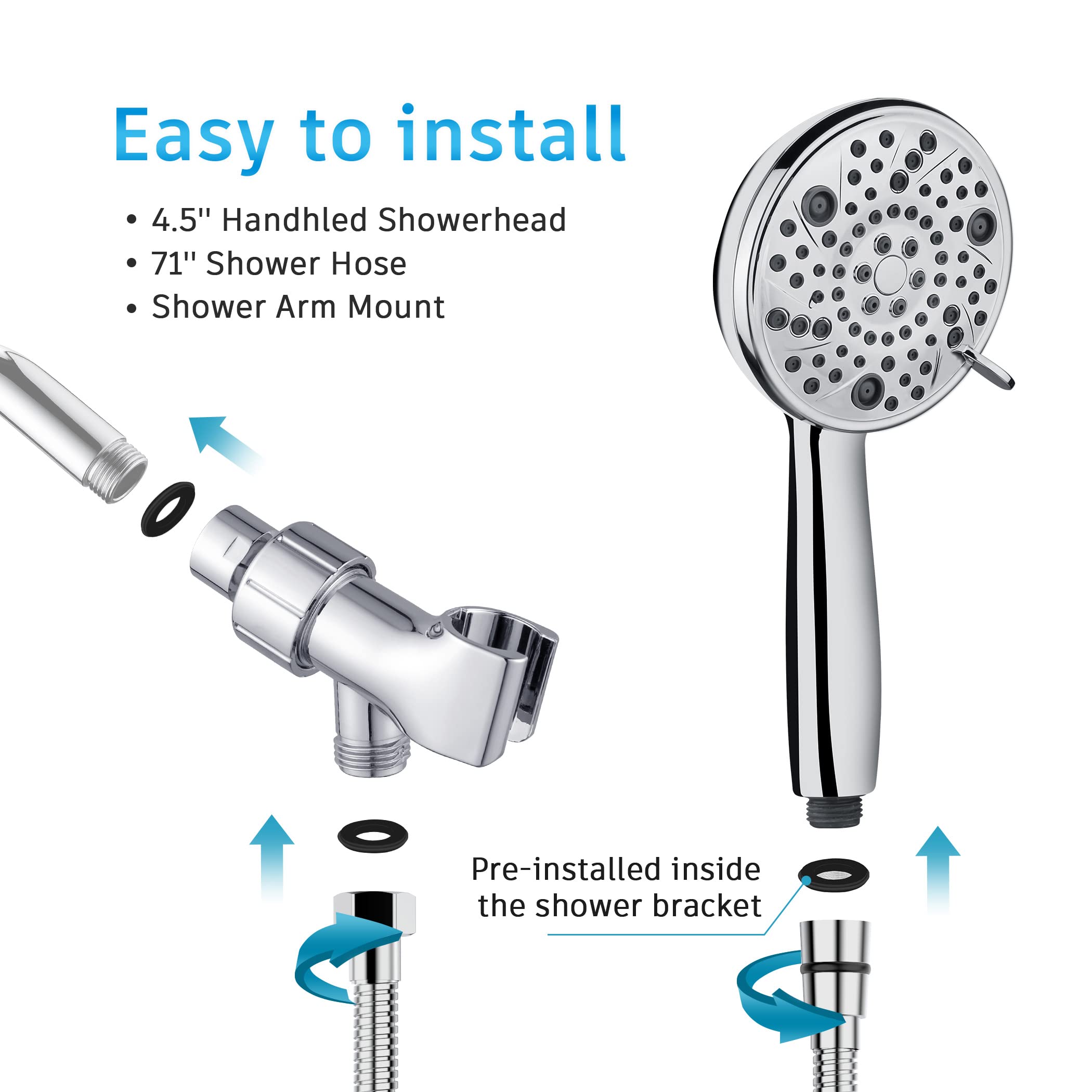 Handheld Shower System with Adjustable Bracket