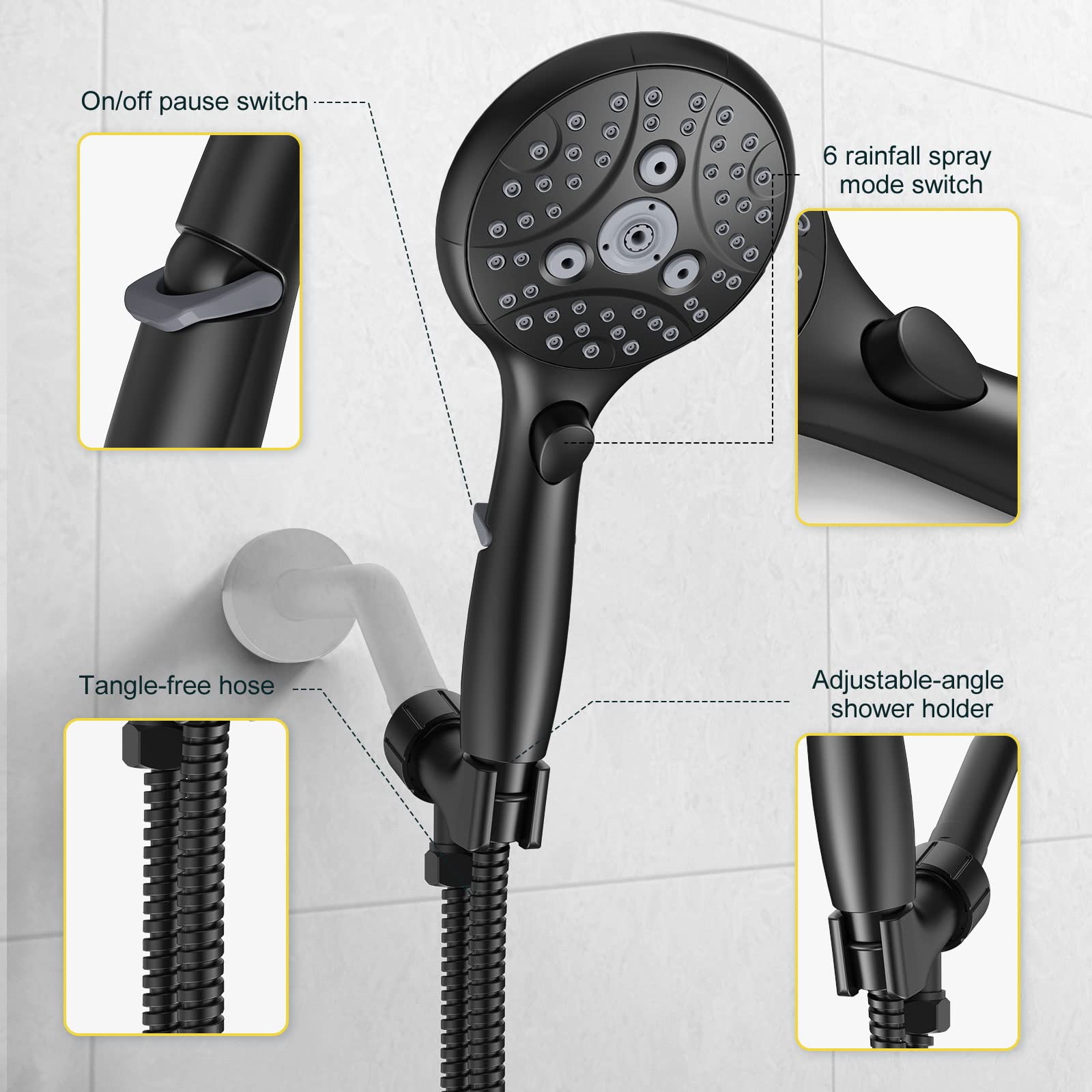7-Setting Handheld Shower with Pause Switch