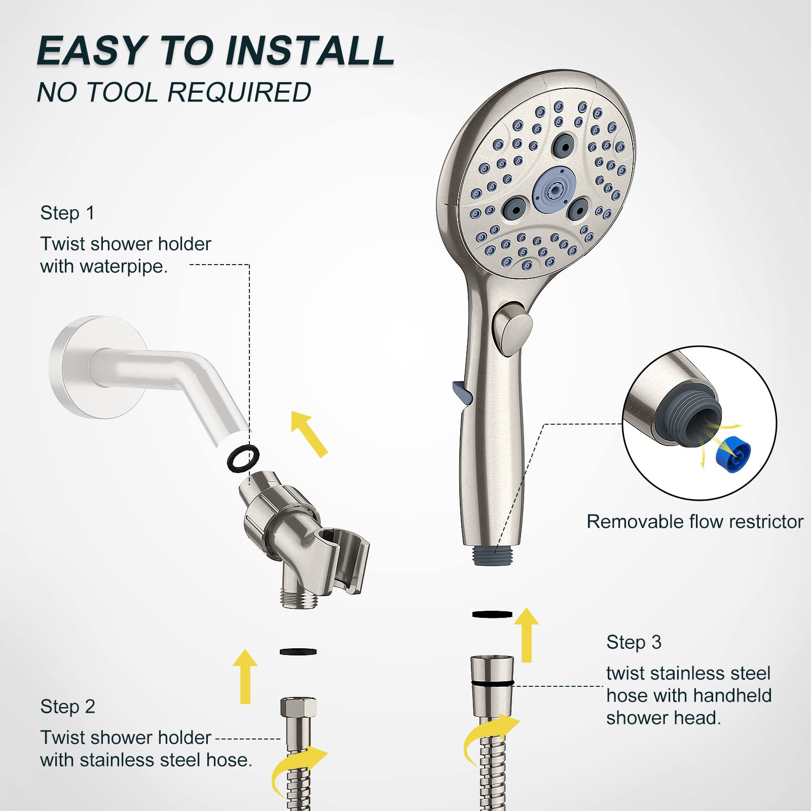 7-Setting Handheld Shower with Pause Switch