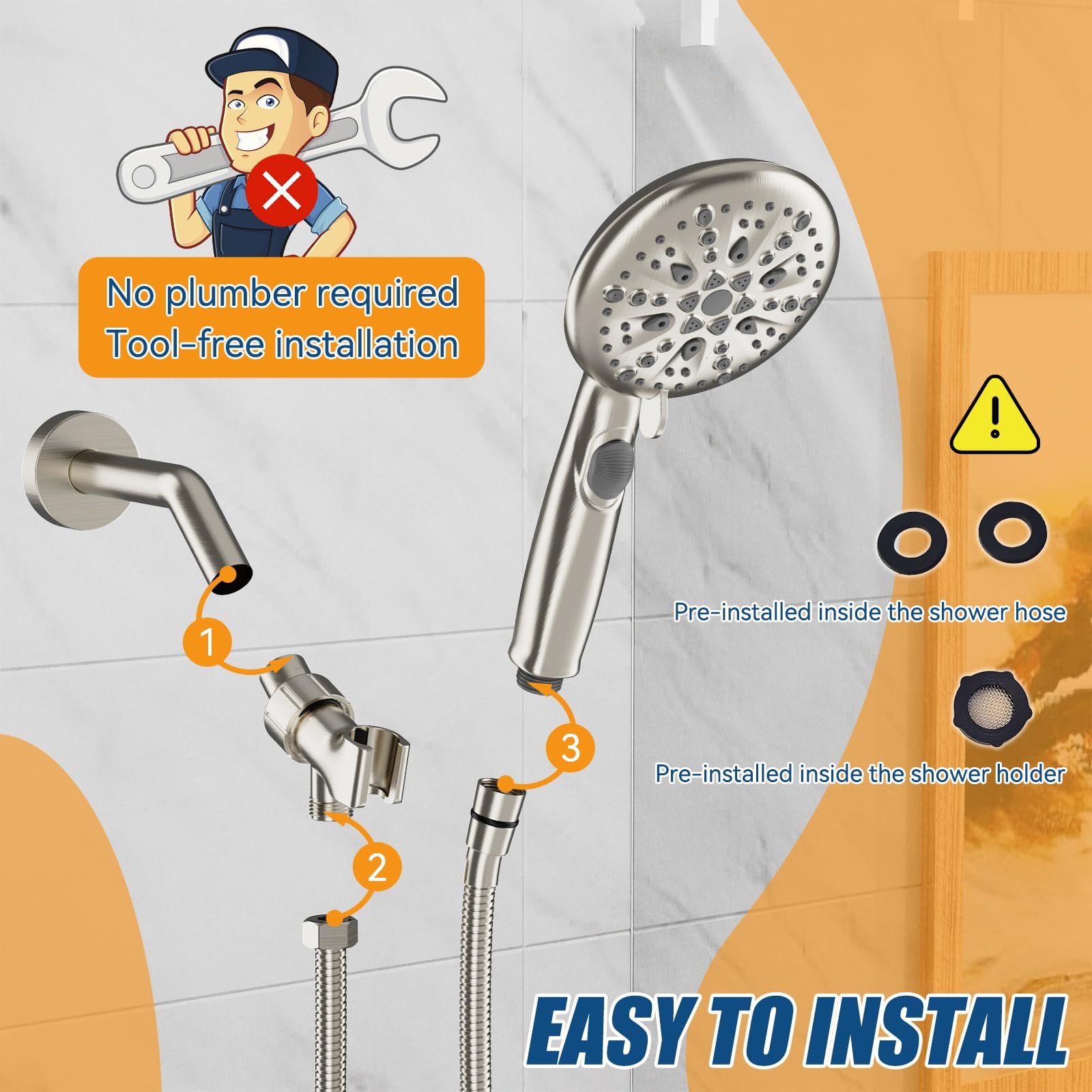 9-Mode High Pressure Handheld Shower with Pause Switch