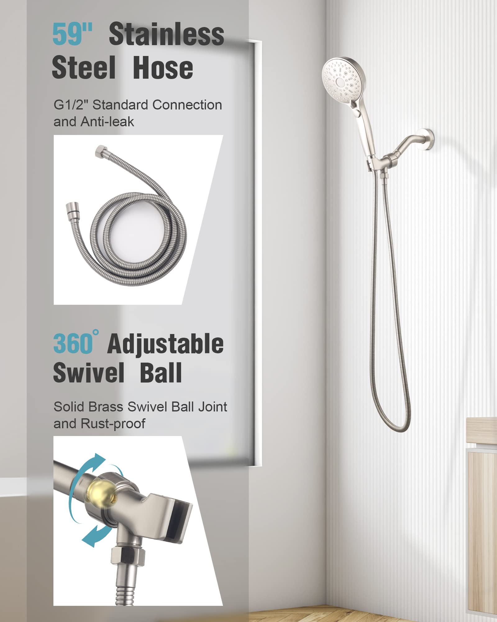 12-Function Handheld Shower with Extra Long Hose