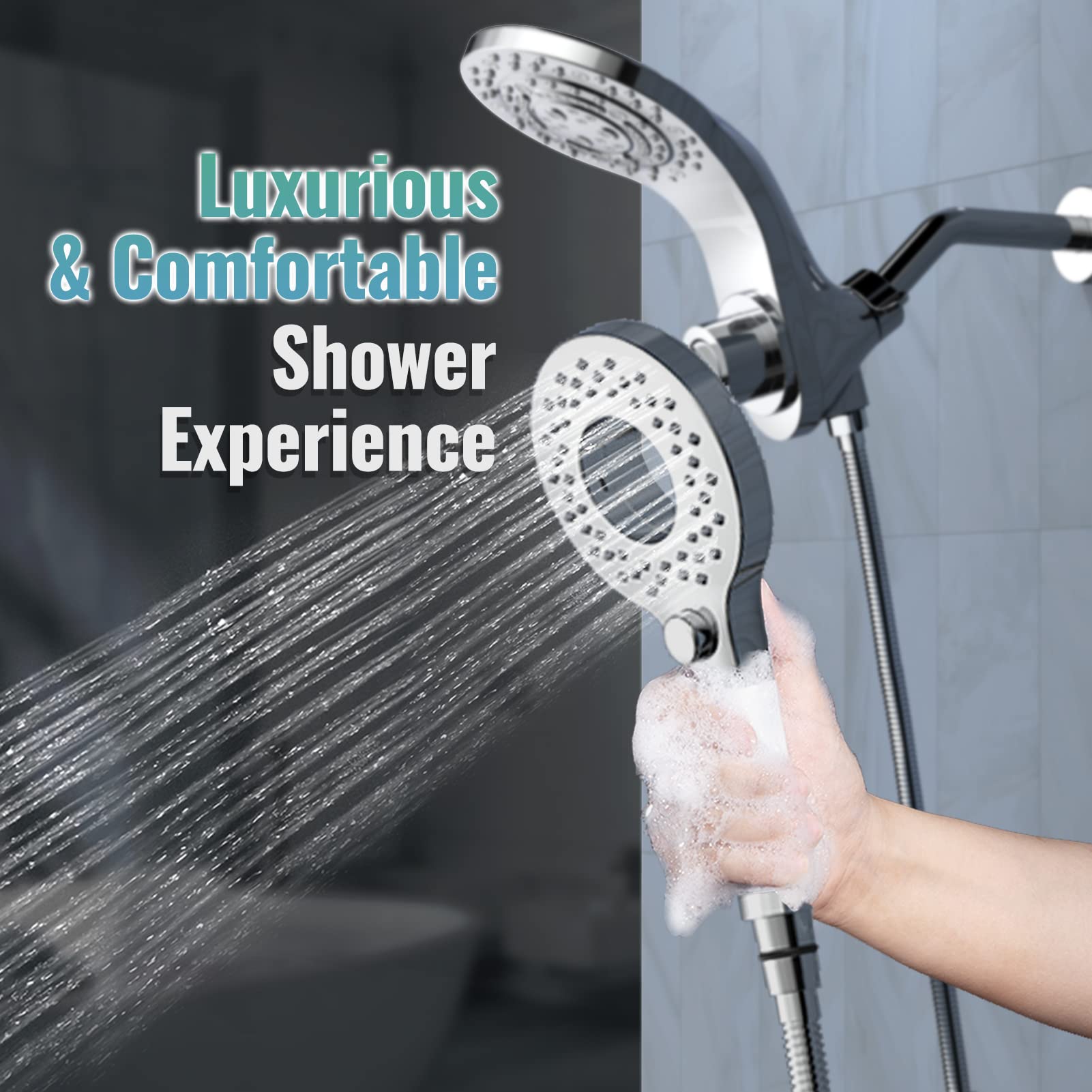2-in-1 Rainfall Shower System with Handheld (9 Spray Modes)​​