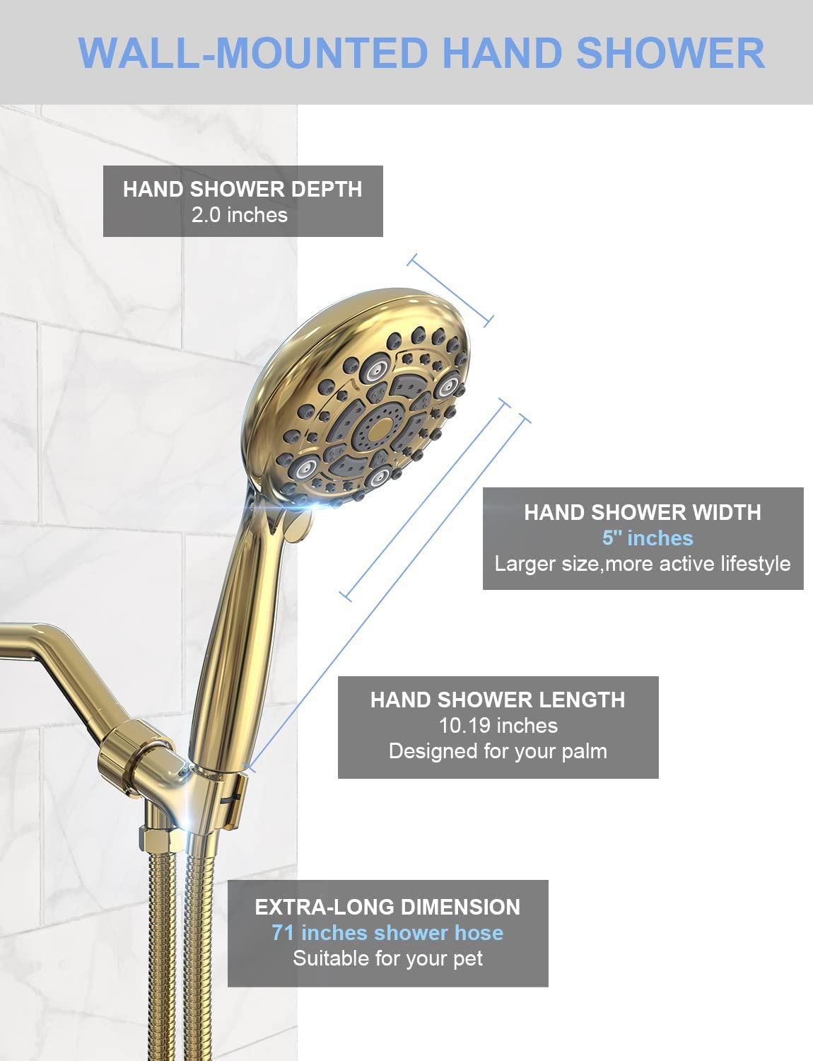 6-Setting Handheld Shower Set with Bracket
