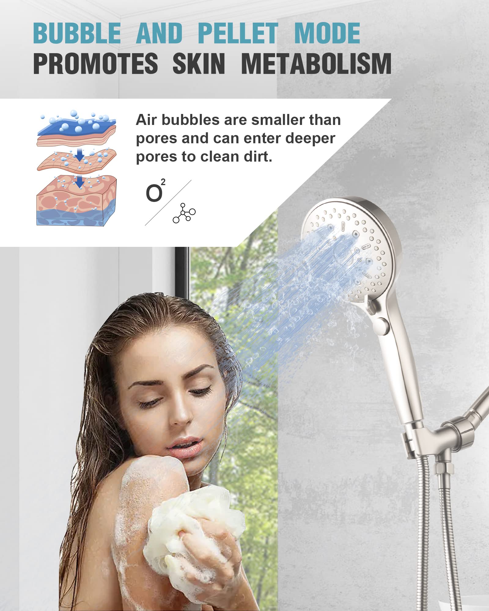 12-Function Handheld Shower with Extra Long Hose