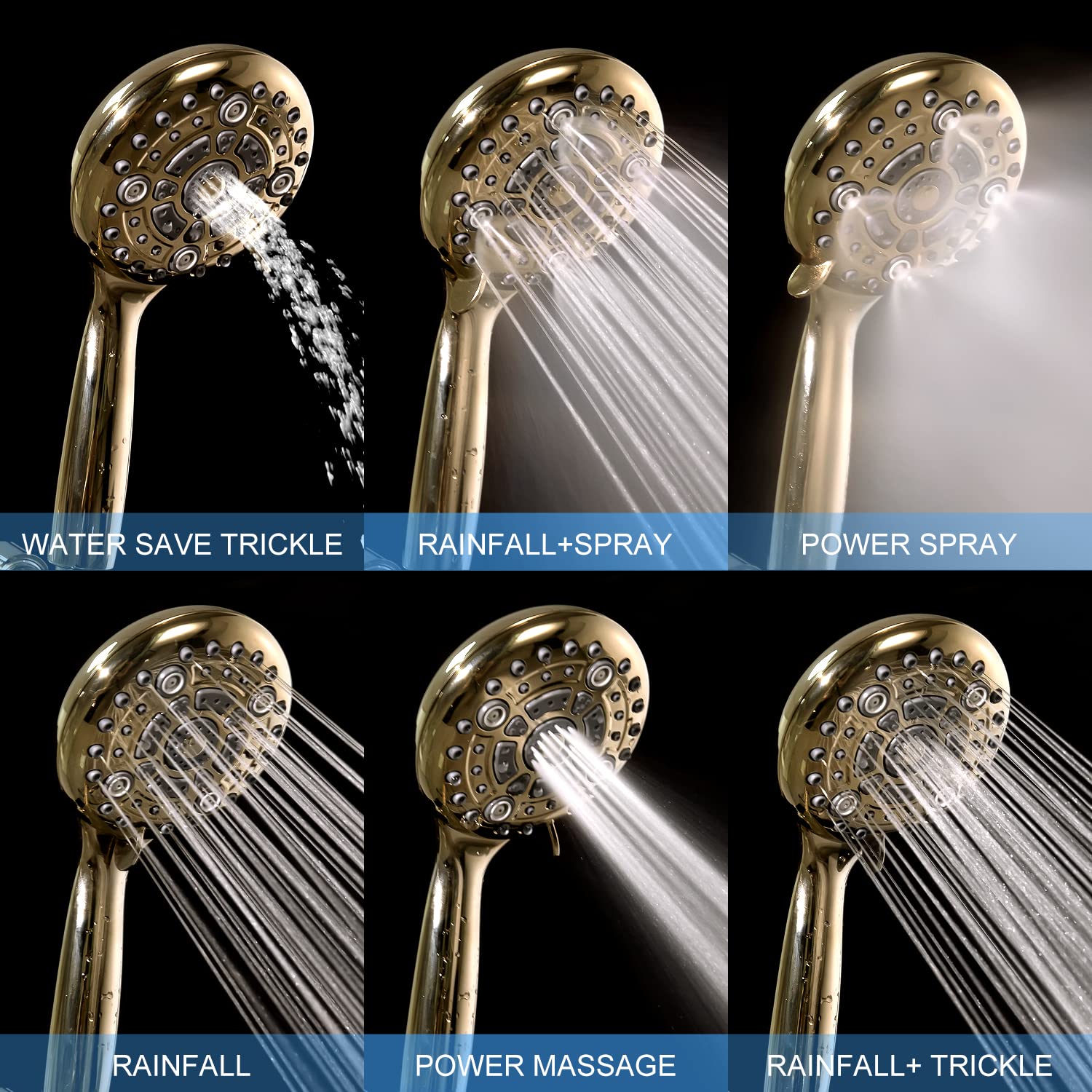 6-Setting Handheld Shower Set with Bracket