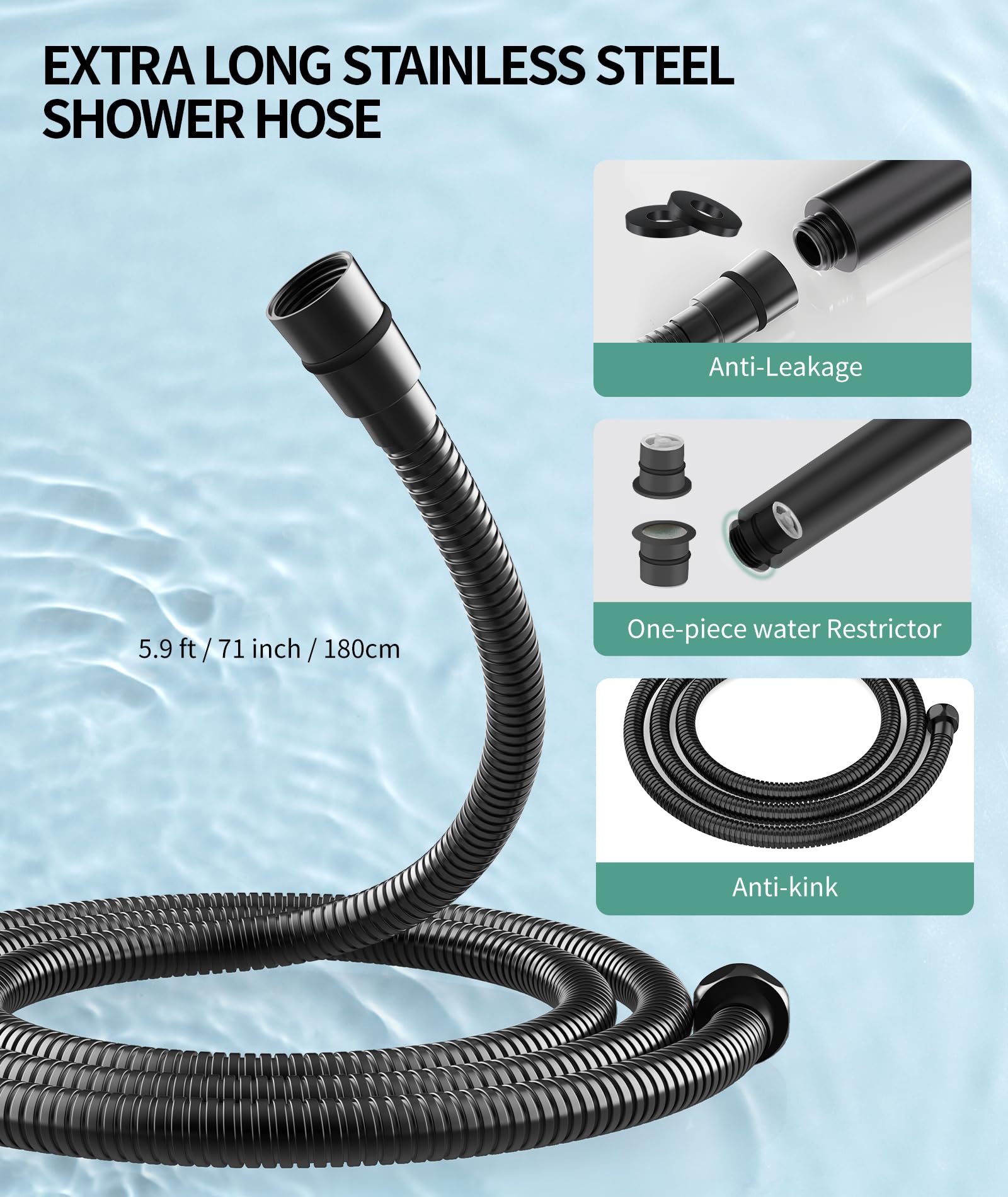 9-Setting Handheld Shower Set with Bracket