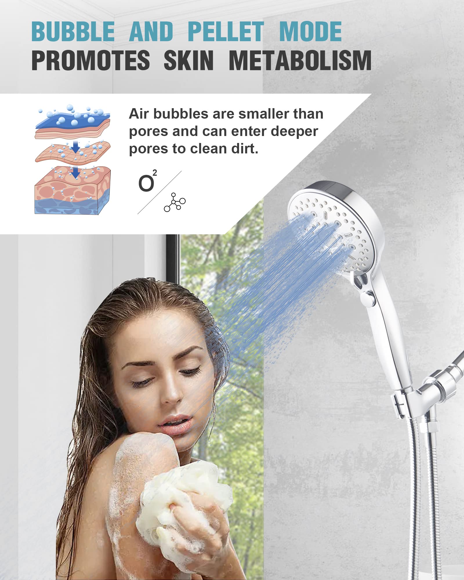 12-Function Handheld Shower with Extra Long Hose