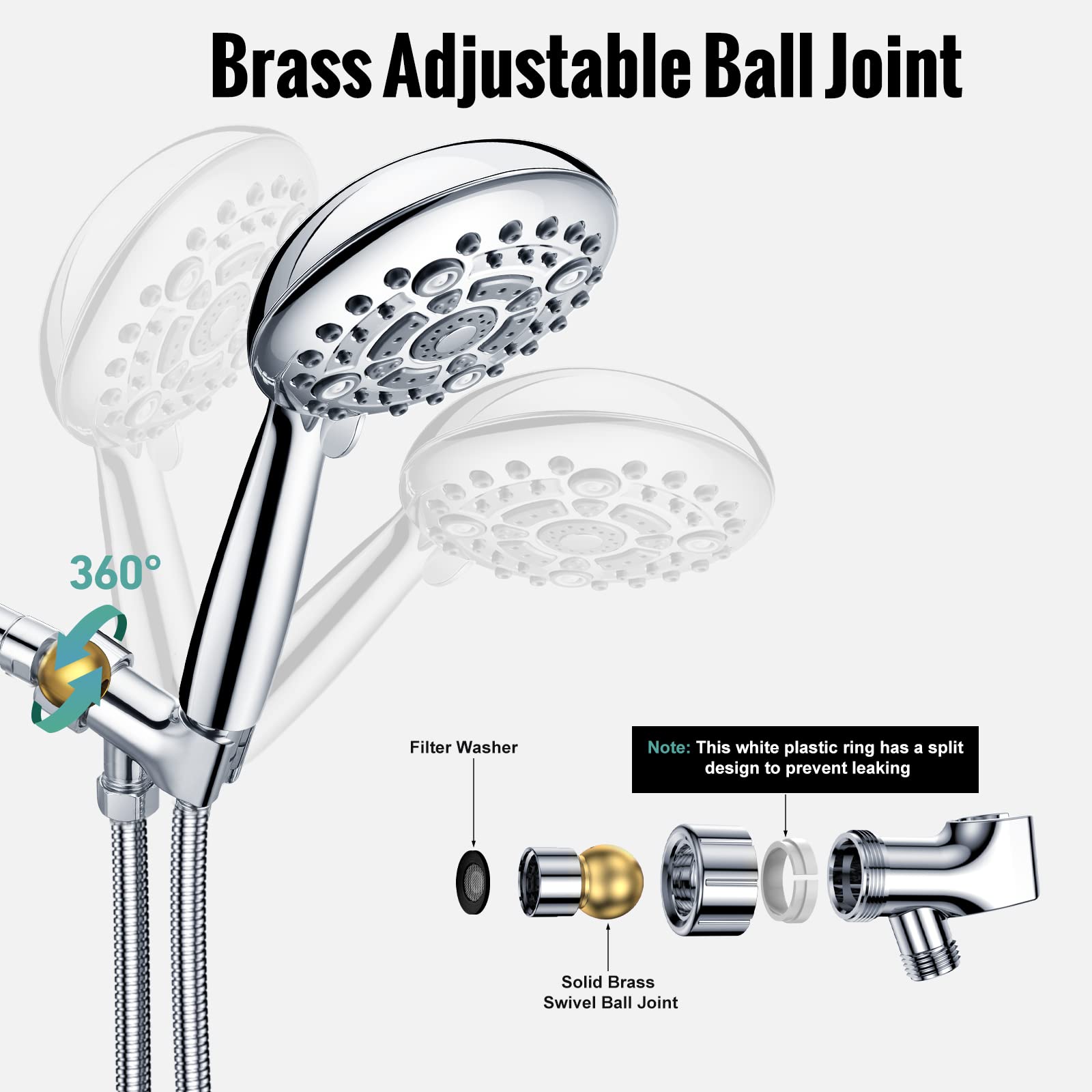 6-Setting Handheld Shower Set with Bracket