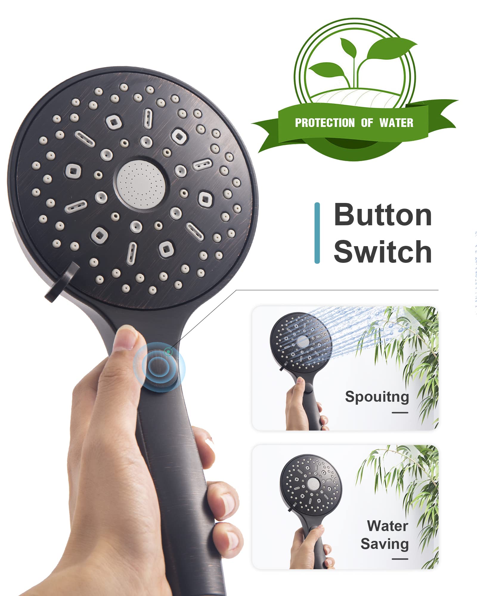 12-Function Handheld Shower with Extra Long Hose