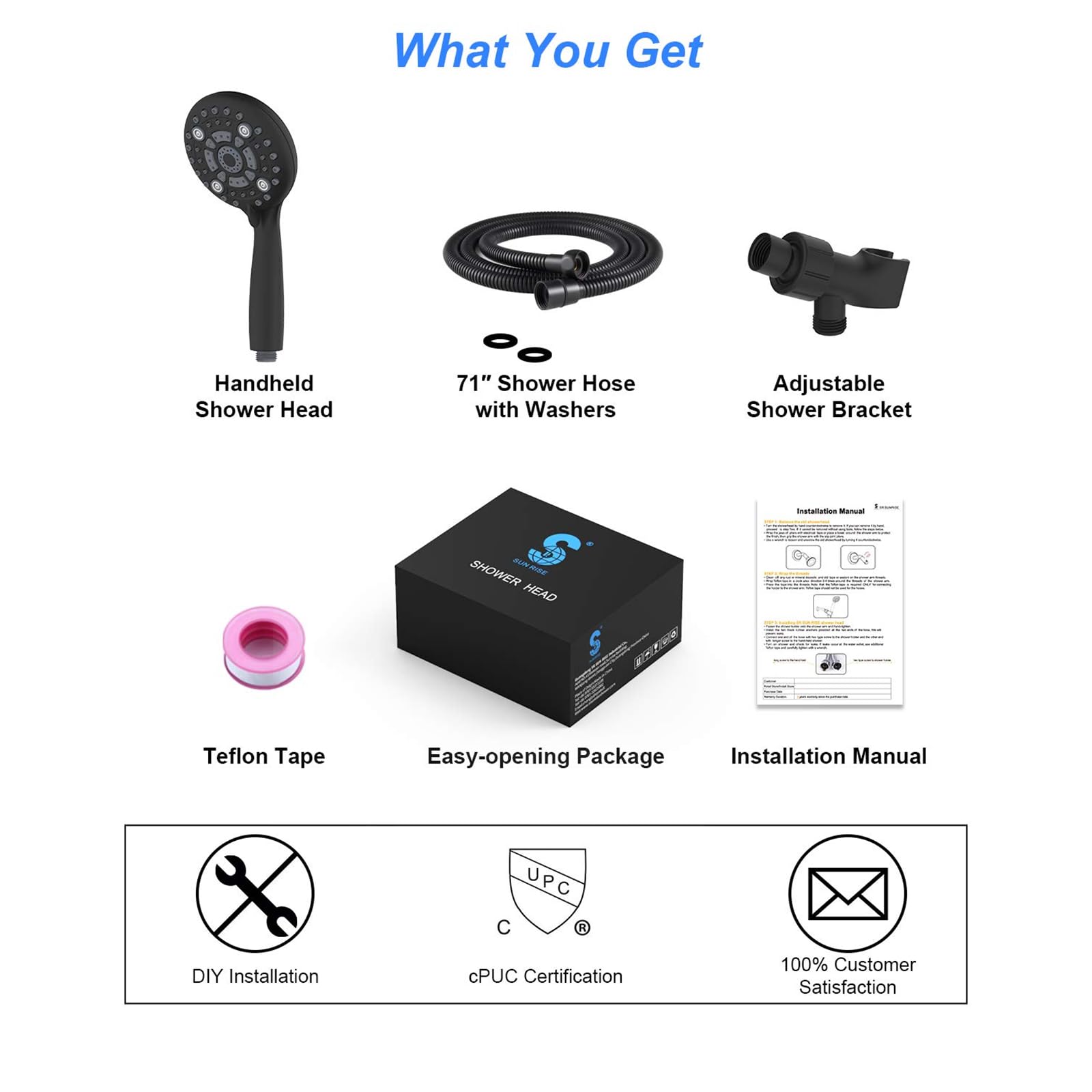 6-Setting Handheld Shower Set with Bracket