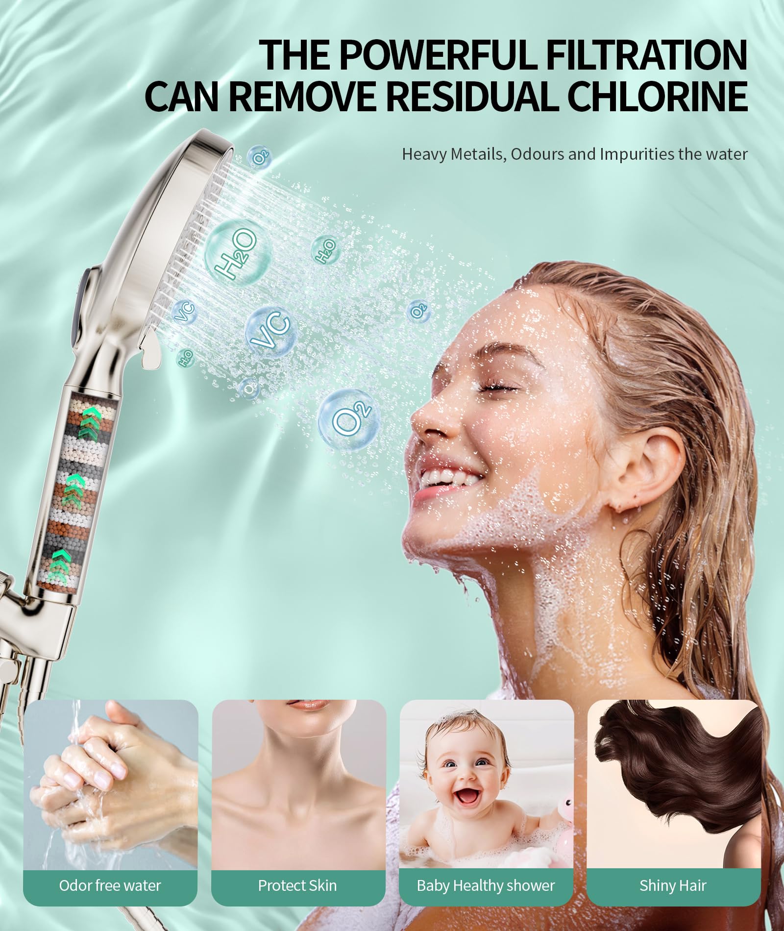 9-Setting Handheld Shower Set with Bracket