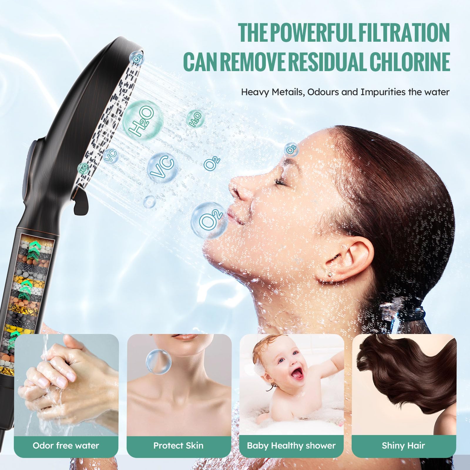 9-Setting Handheld Shower Set with Bracket