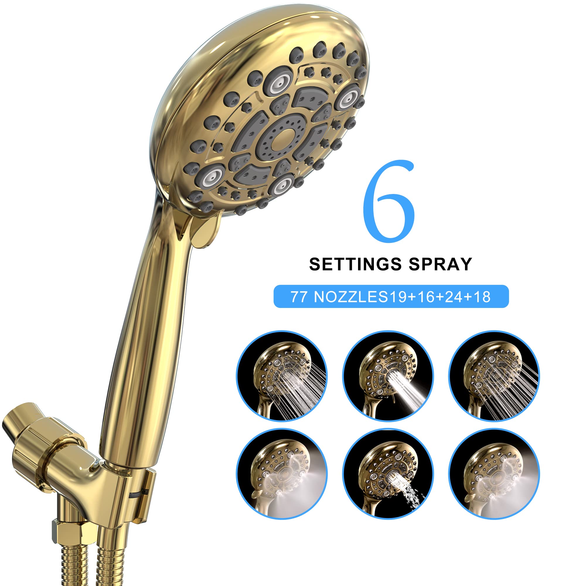 6-Setting Handheld Shower Set with Bracket
