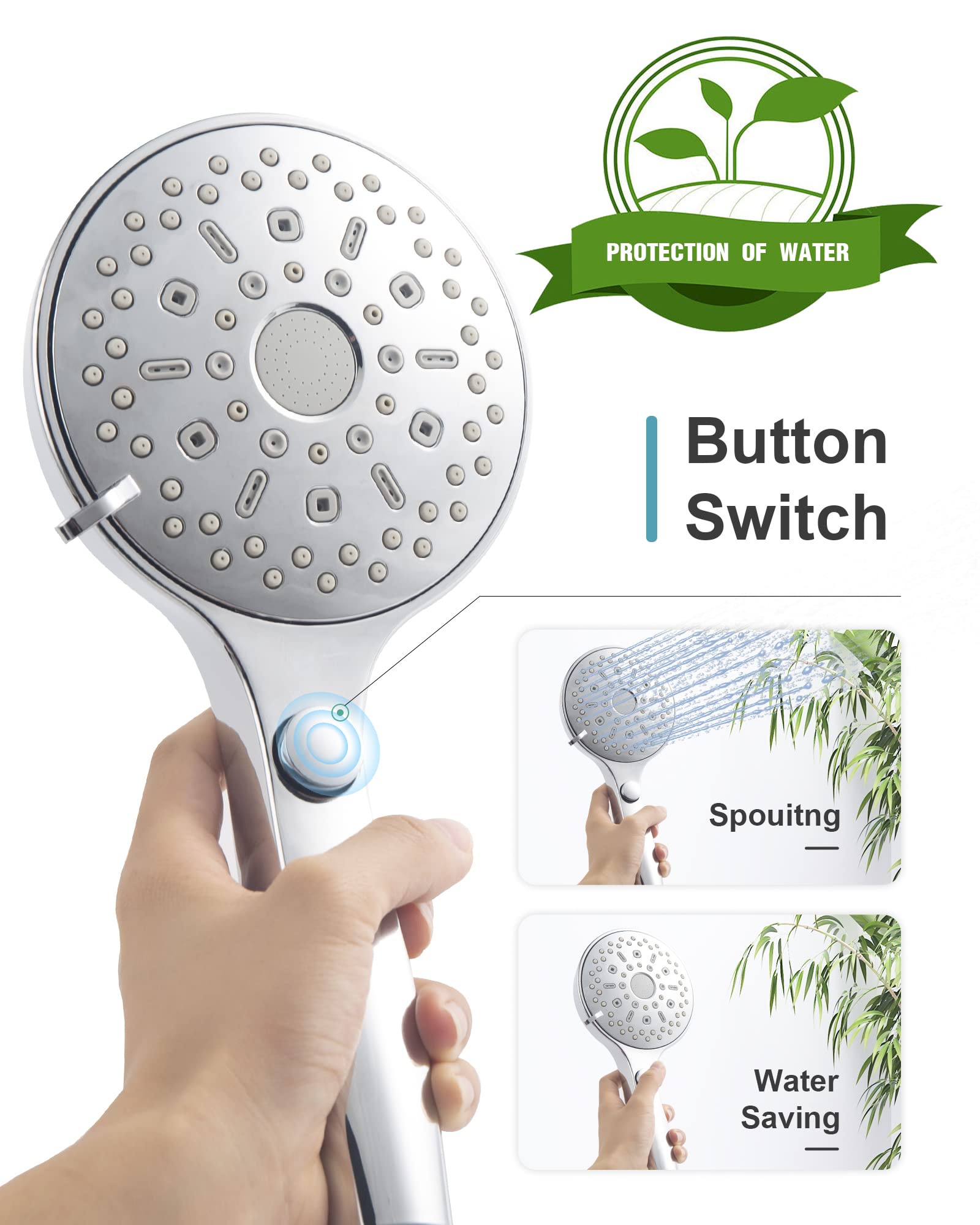 12-Function Handheld Shower with Extra Long Hose