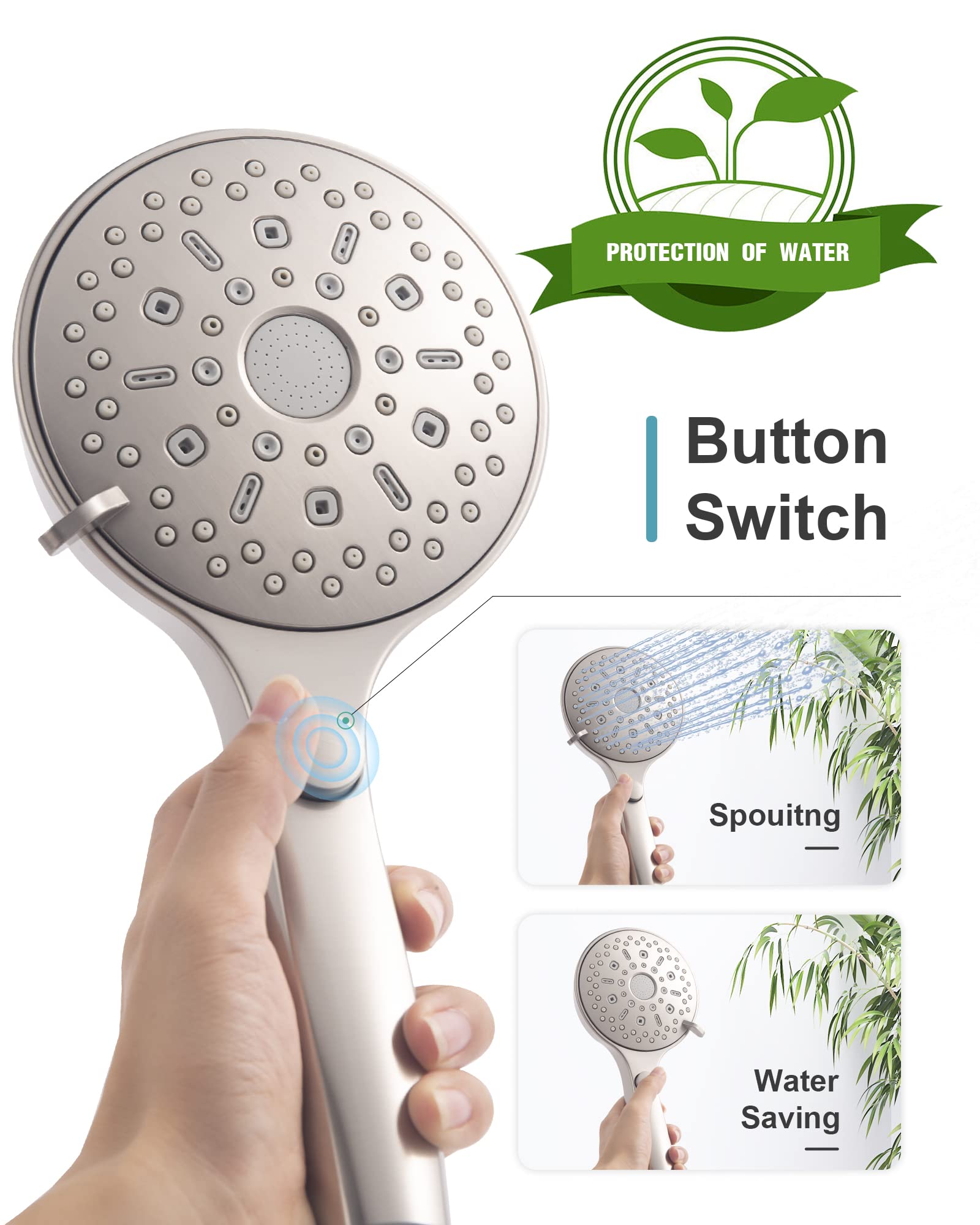 12-Function Handheld Shower with Extra Long Hose
