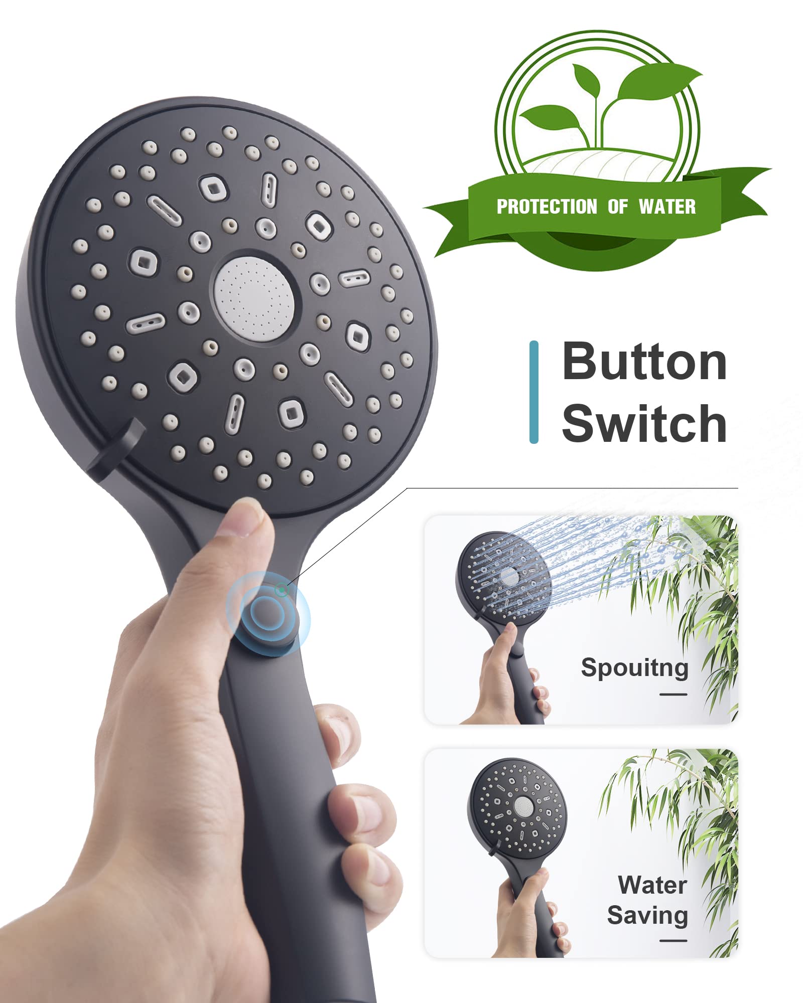 12-Function Handheld Shower with Extra Long Hose