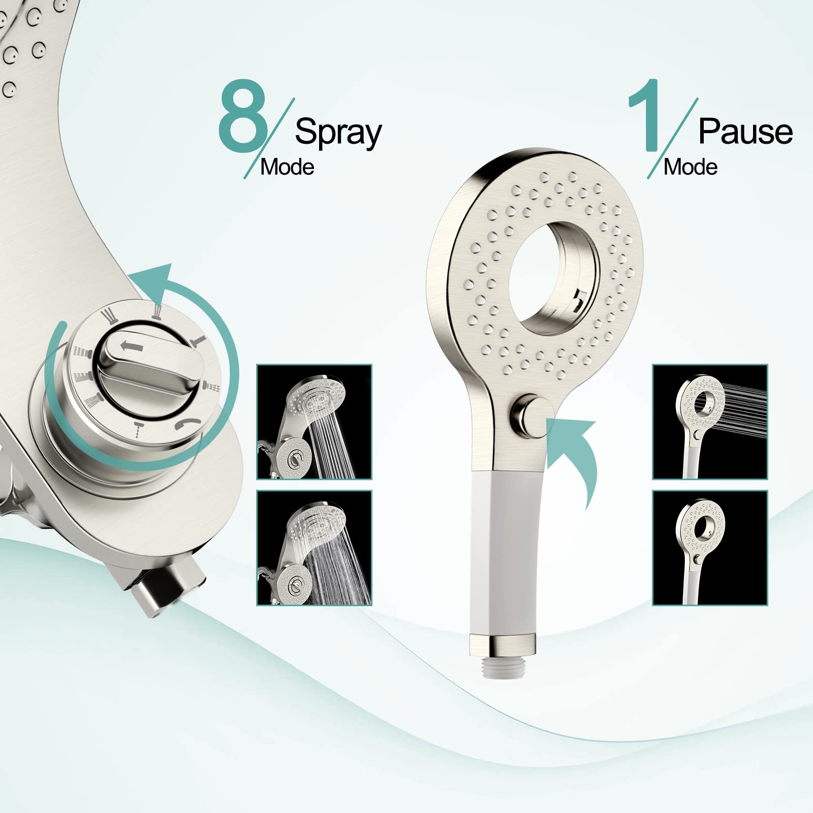 2-in-1 Rainfall Shower System with Handheld (9 Spray Modes)​​