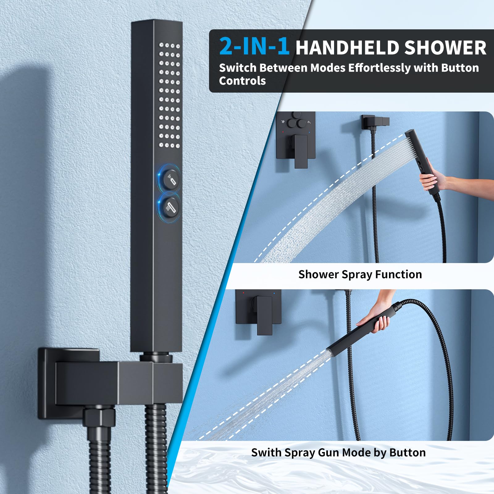 Dual Mount Shower System (Ceiling Rainfall + Wall Handheld)