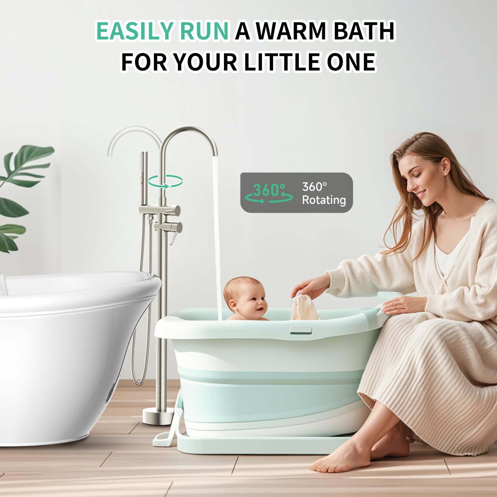 Freestanding Bathtub Faucet with Handheld Shower (3-Function)​