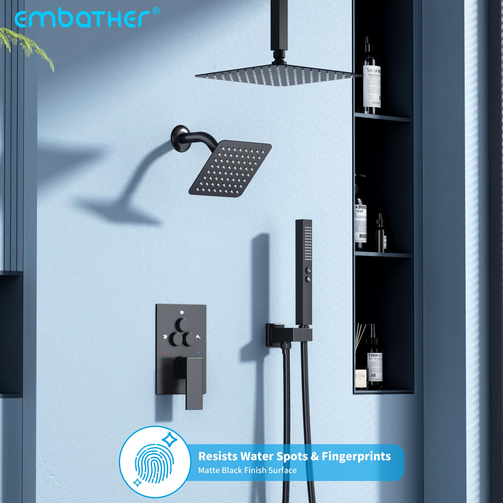 Dual Mount Shower System (Ceiling Rainfall + Wall Handheld)