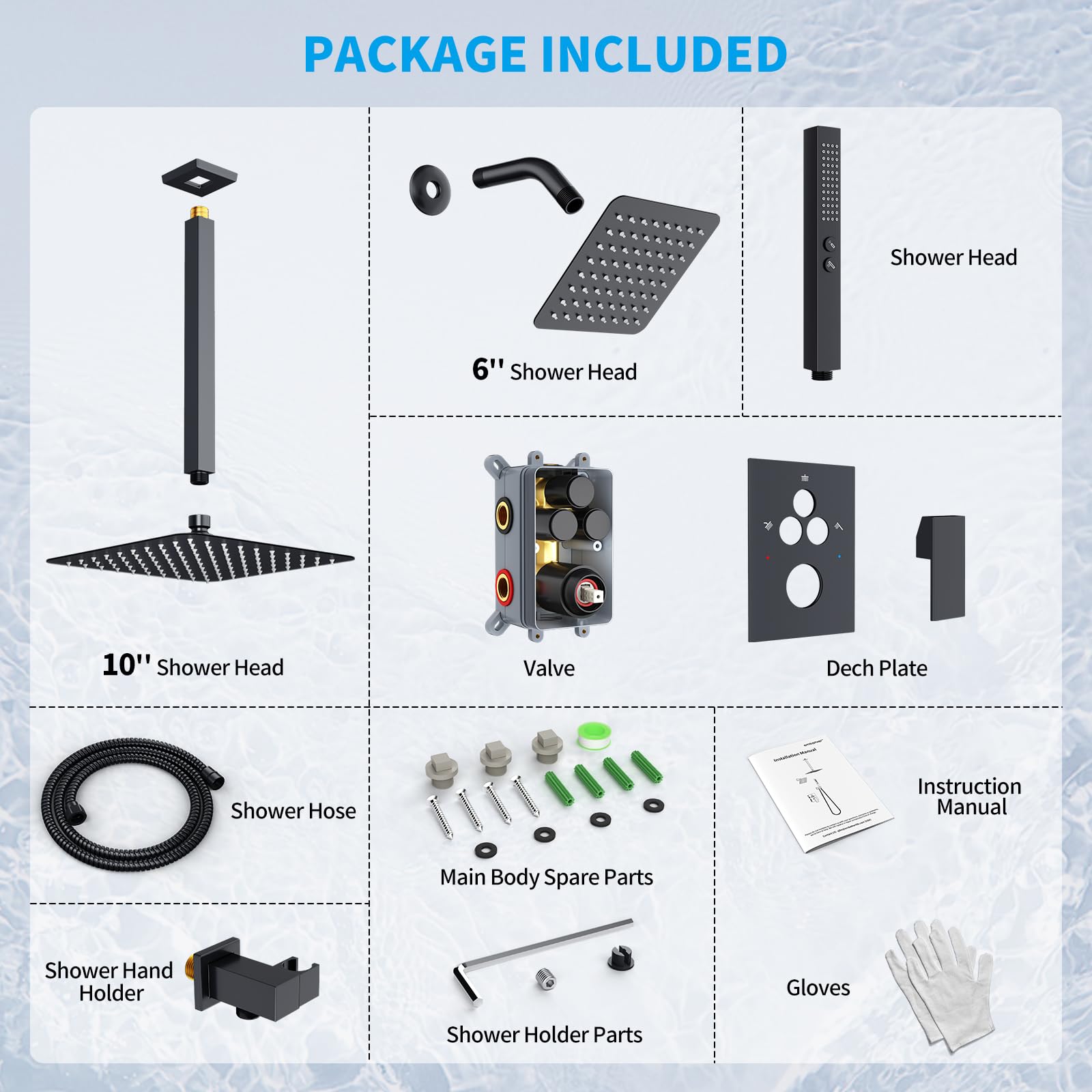 Dual Mount Shower System (Ceiling Rainfall + Wall Handheld)