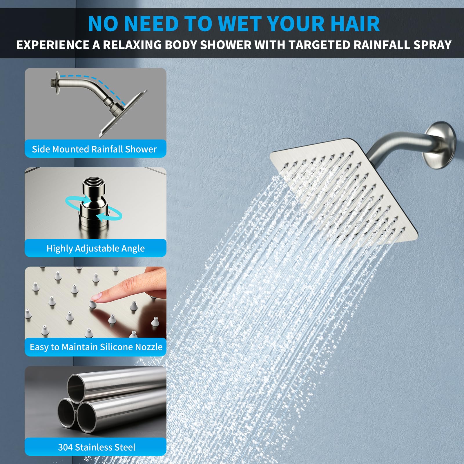 Dual Mount Shower System (Ceiling Rainfall + Wall Handheld)