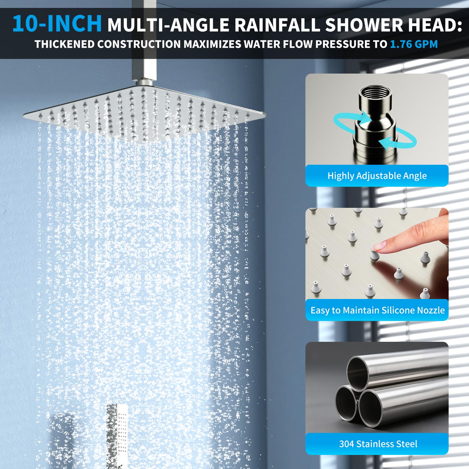 Dual Mount Shower System (Ceiling Rainfall + Wall Handheld)