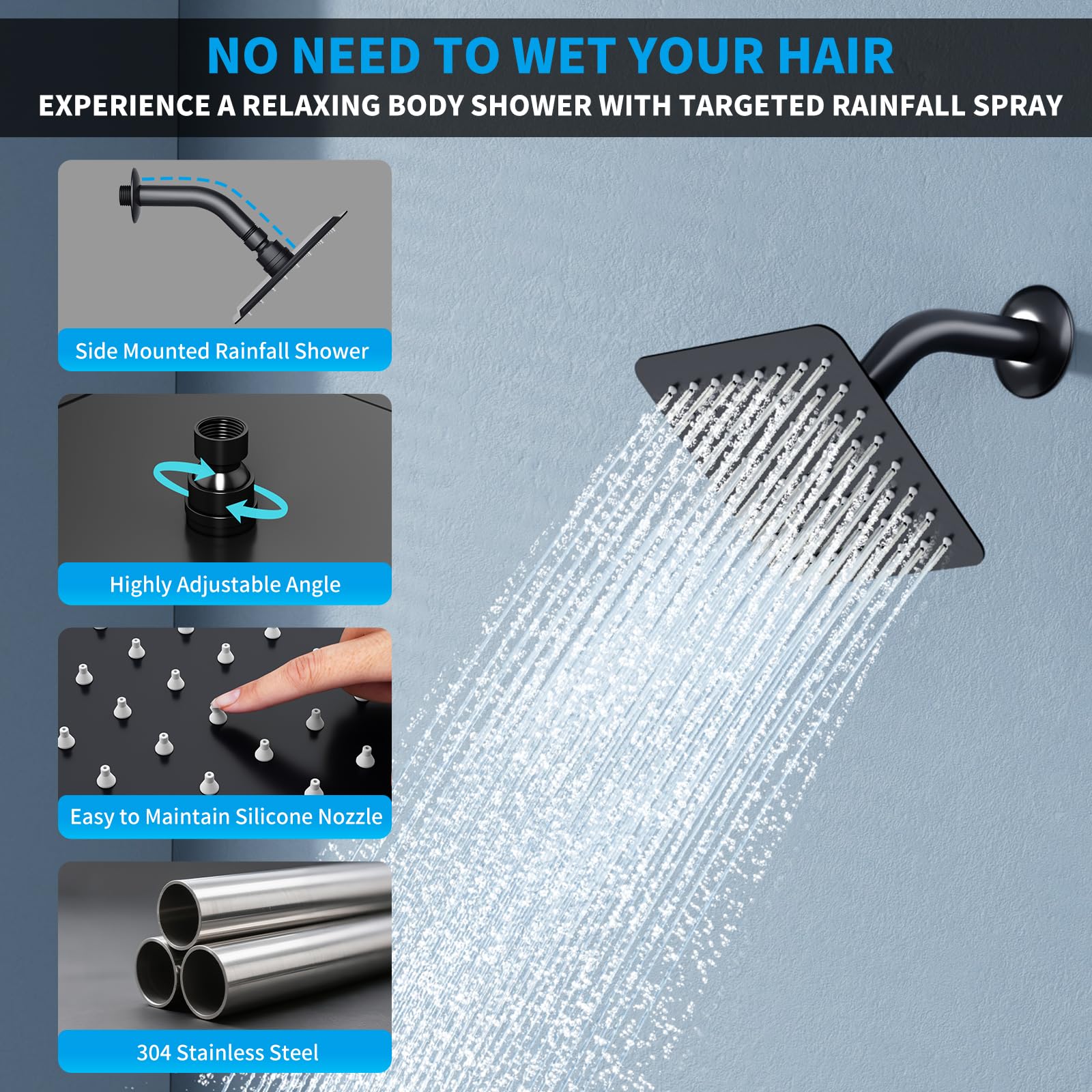 Dual Mount Shower System (Ceiling Rainfall + Wall Handheld)