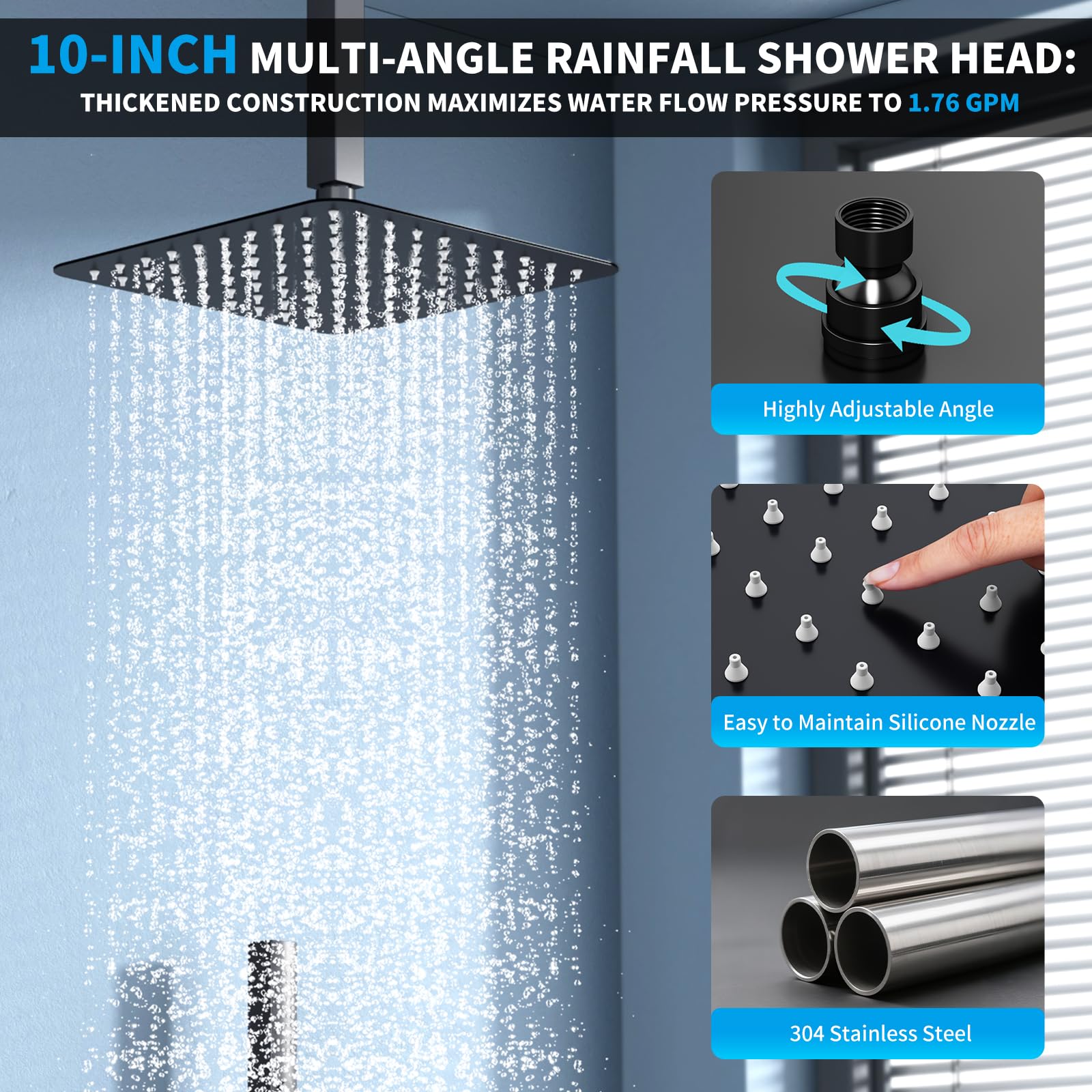 Dual Mount Shower System (Ceiling Rainfall + Wall Handheld)