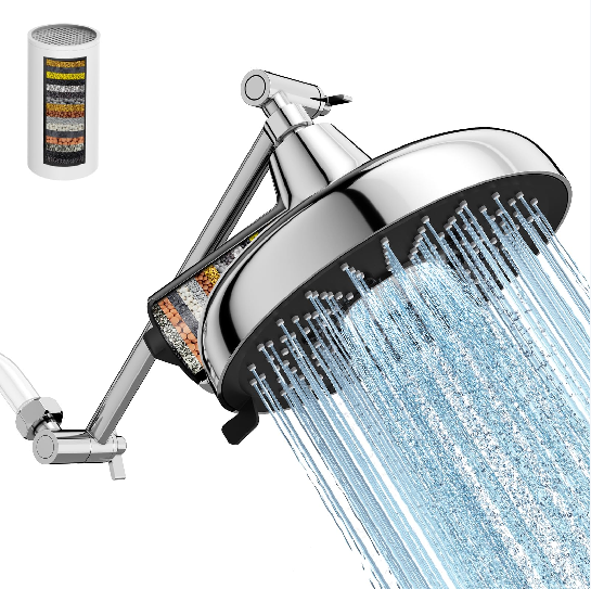 Filtered Shower Head with Adjustable Extension Arm (3 Spray Settings)​
