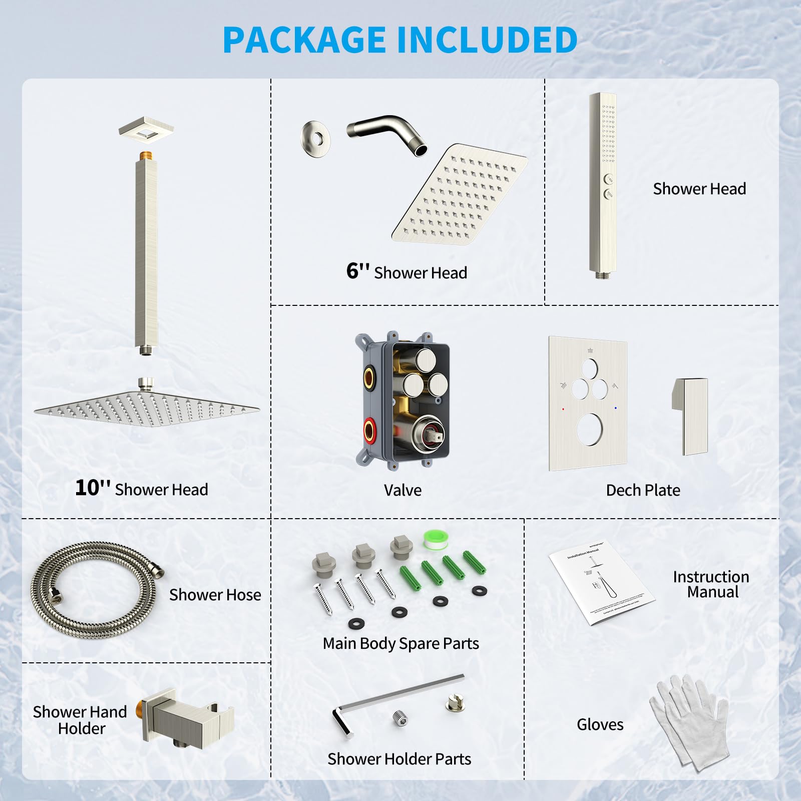 Dual Mount Shower System (Ceiling Rainfall + Wall Handheld)