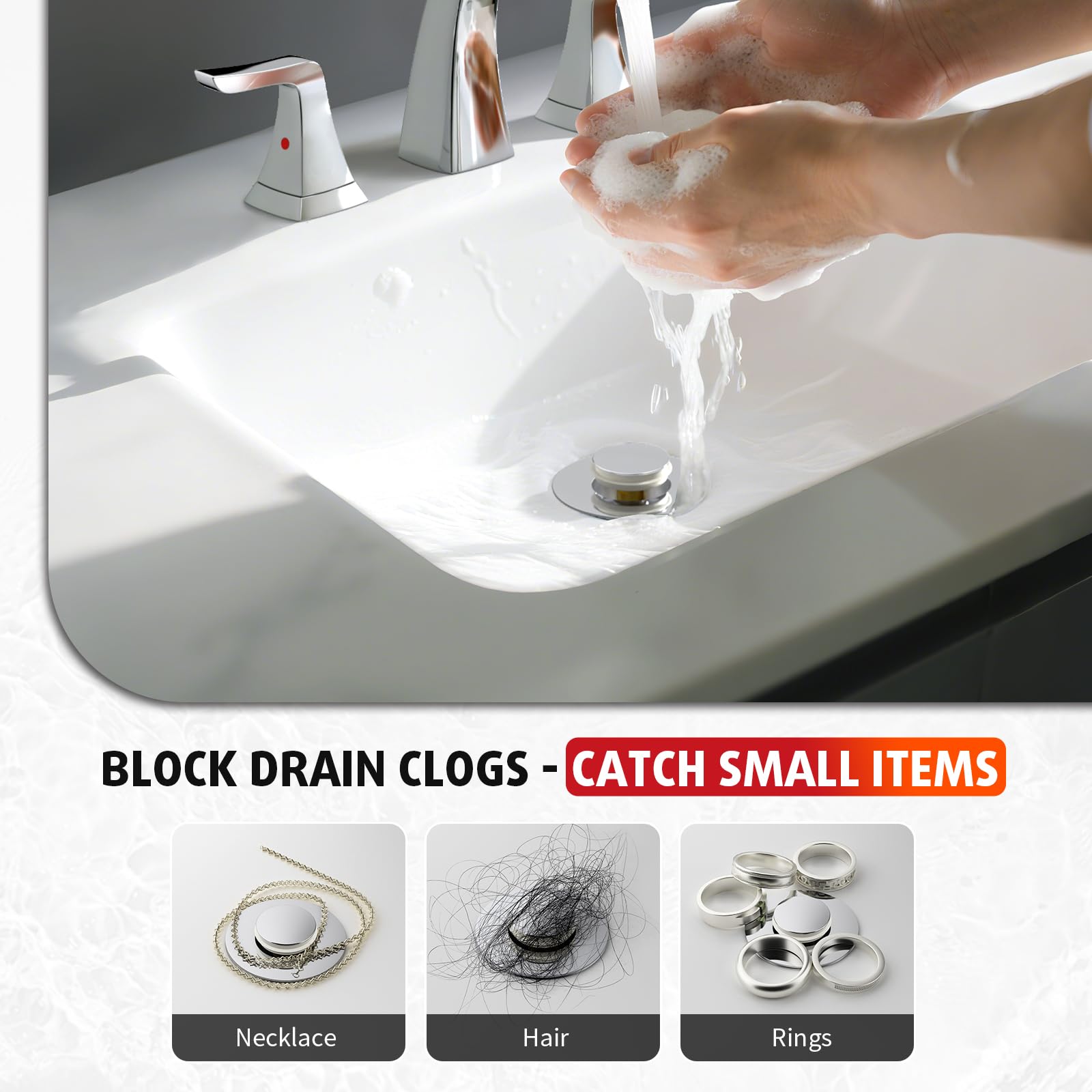 Universal Metal Pop-Up Drain Stopper with Hair Catcher