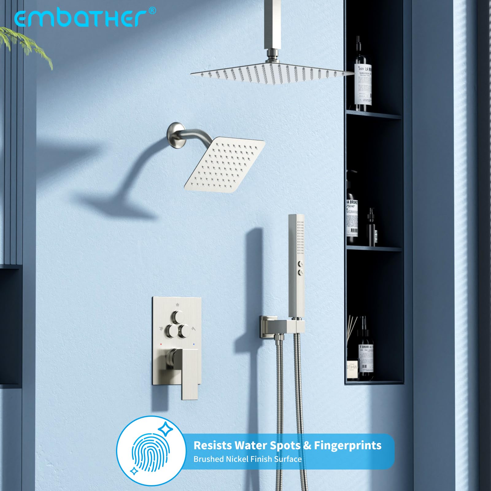 Dual Mount Shower System (Ceiling Rainfall + Wall Handheld)